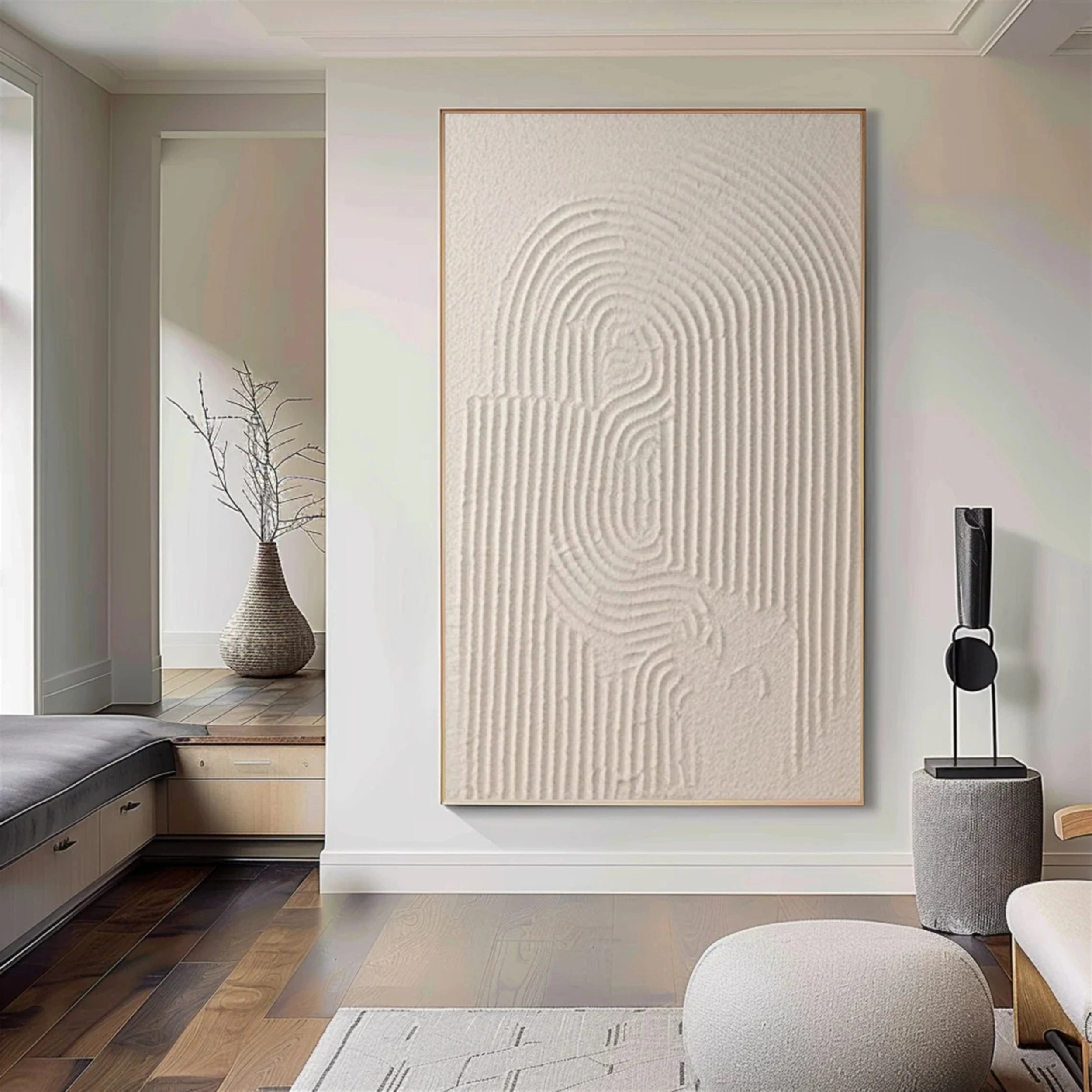 Beige & Brown Textured Minimalist Wall Art #BM026