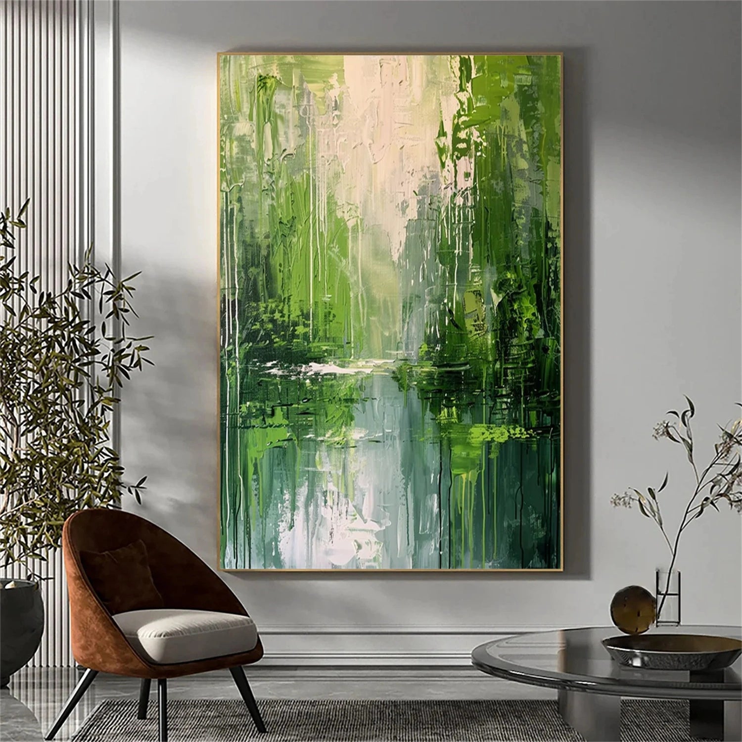Green Tree And Flower Painting #TF082