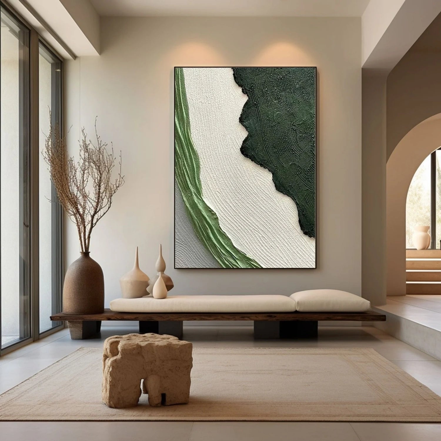Green Textured Minimalist Wall Art #GT042