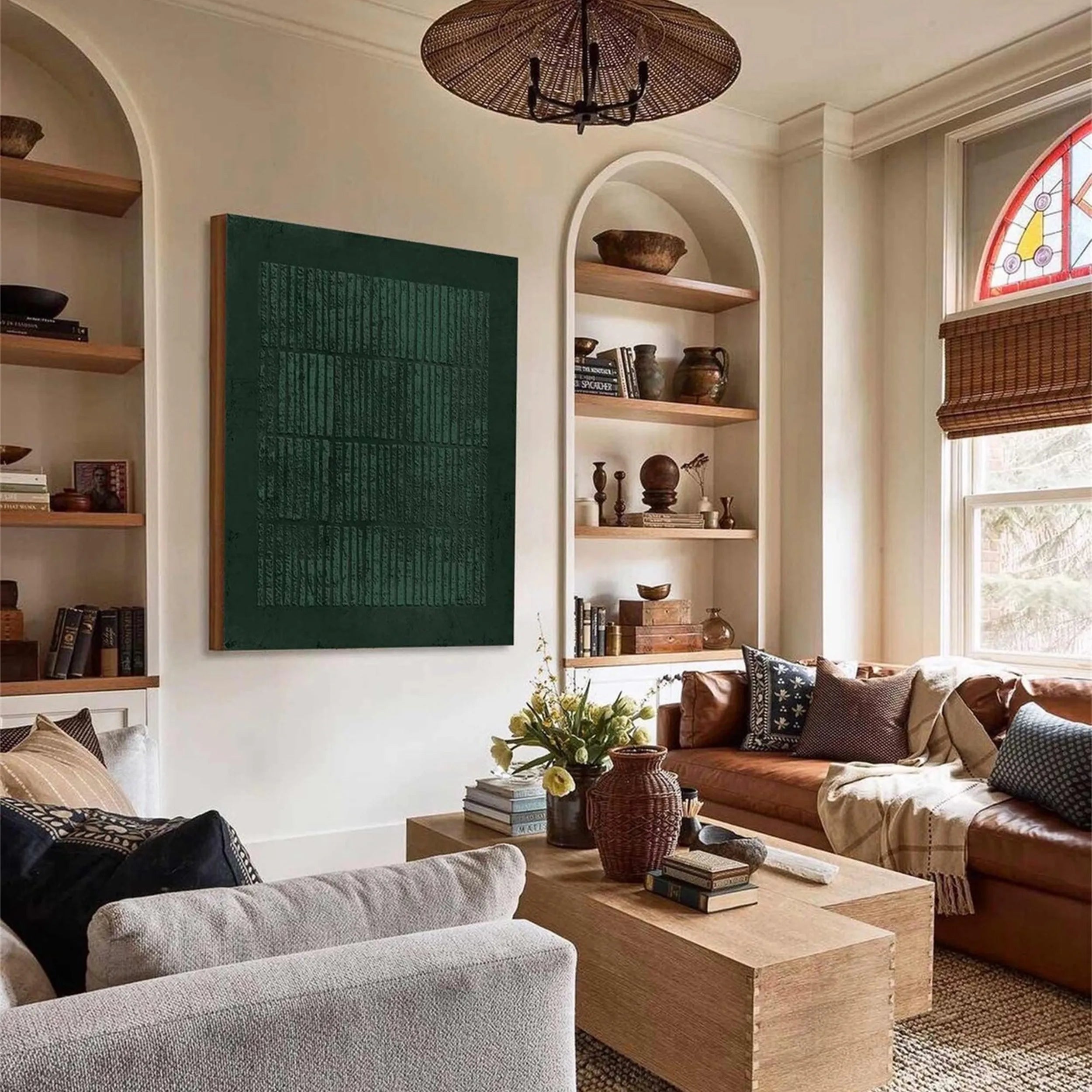 Green Textured Minimalist Wall Art #GT013