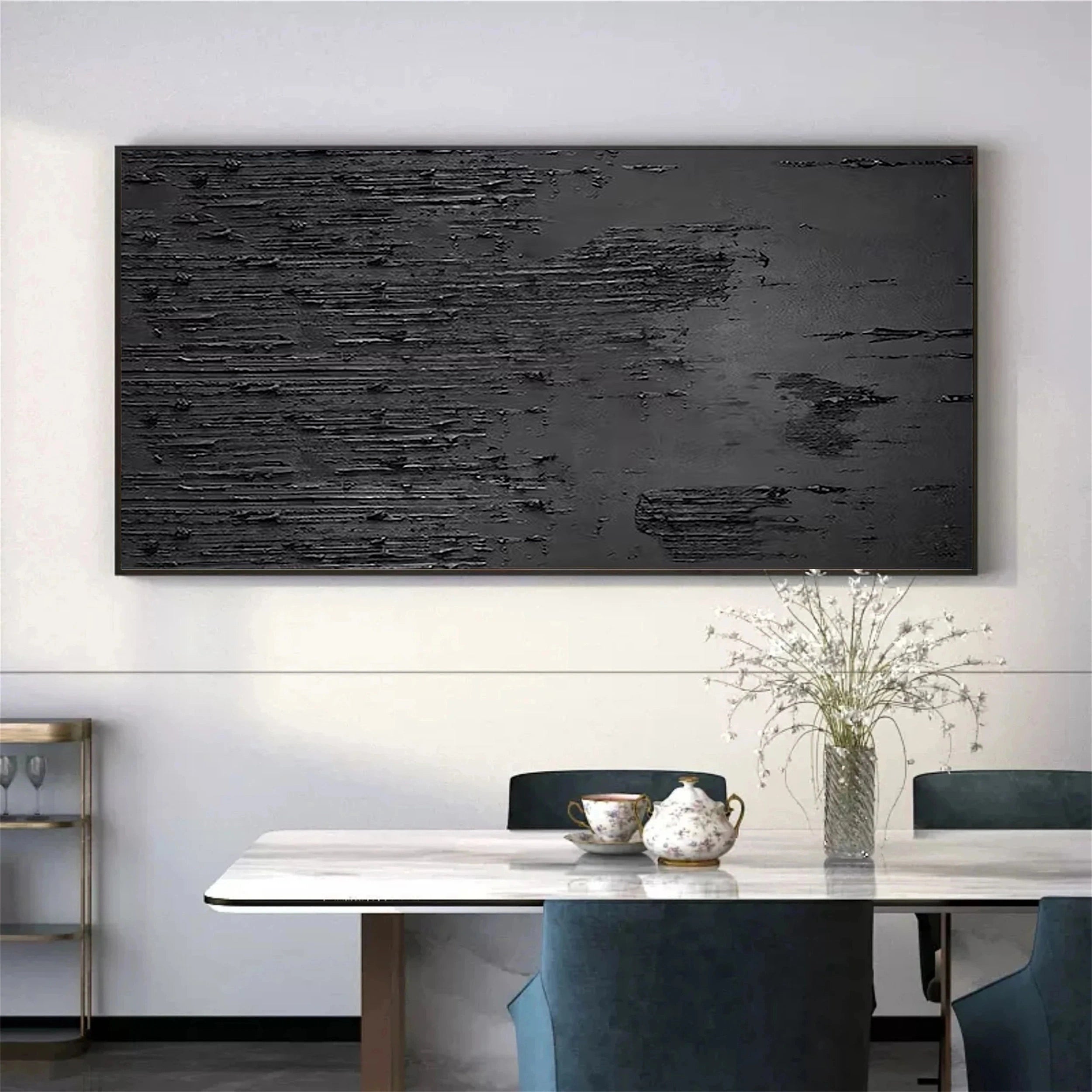 Black Textured Minimalist Wall Art #BT037