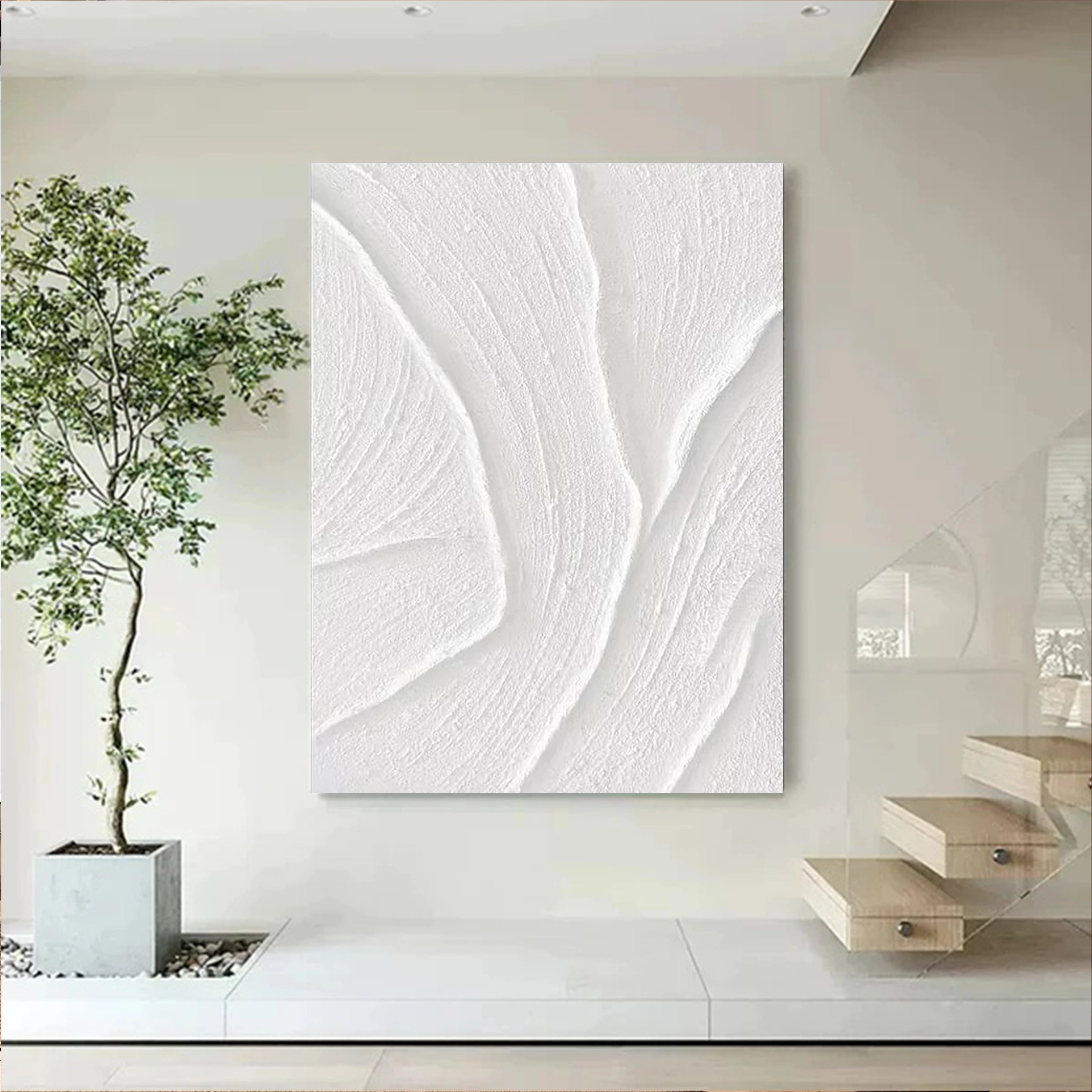 White Textured Minimalist Wall Art #WT060