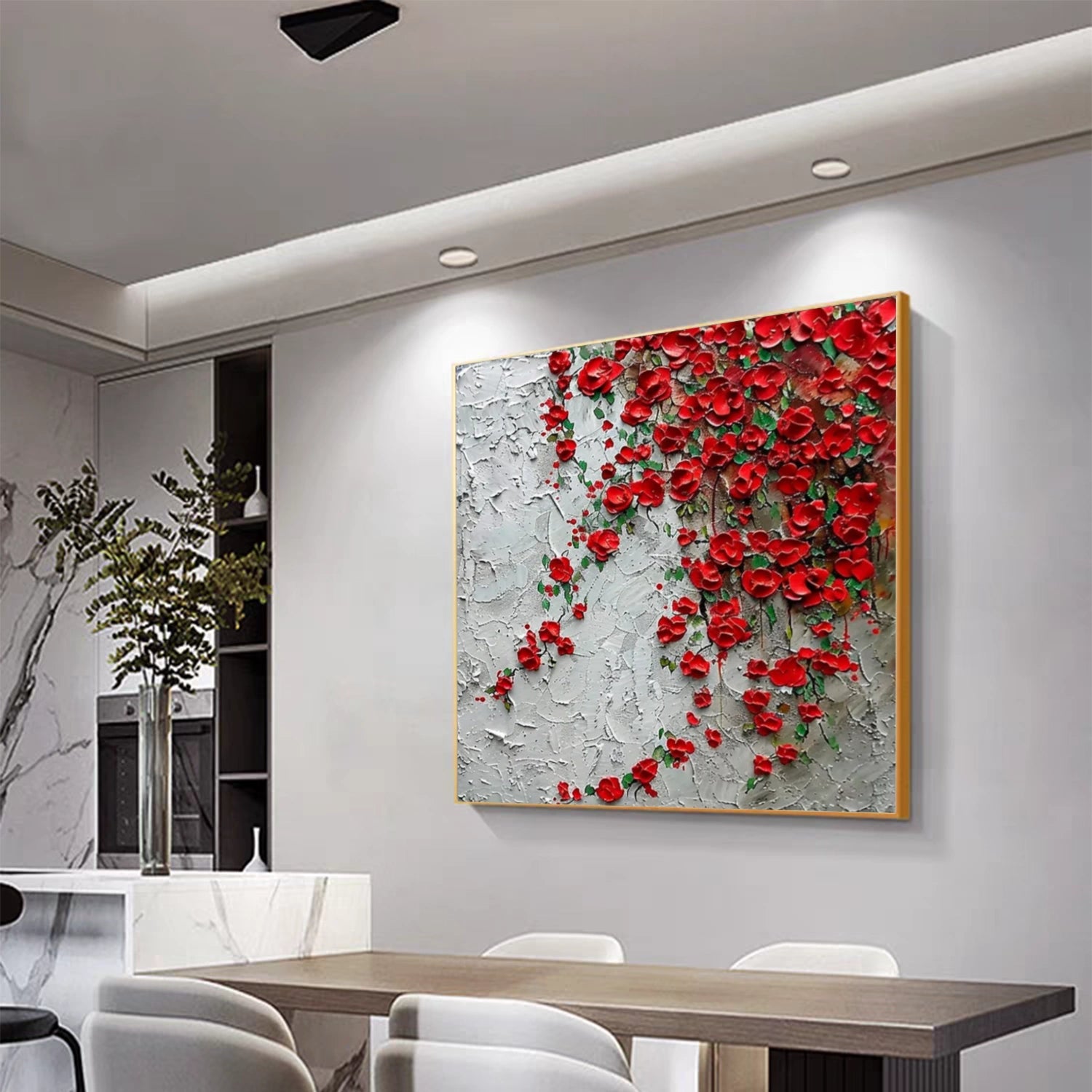 Tree And Flower Abstract Textured Wall Art #TF155