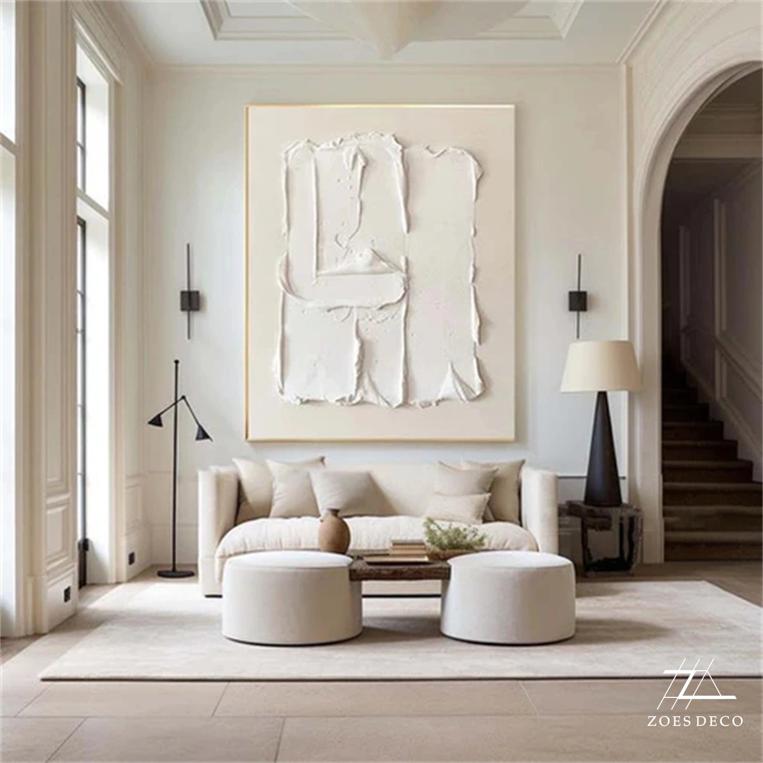 White Textured Minimalist Wall Art #WT176
