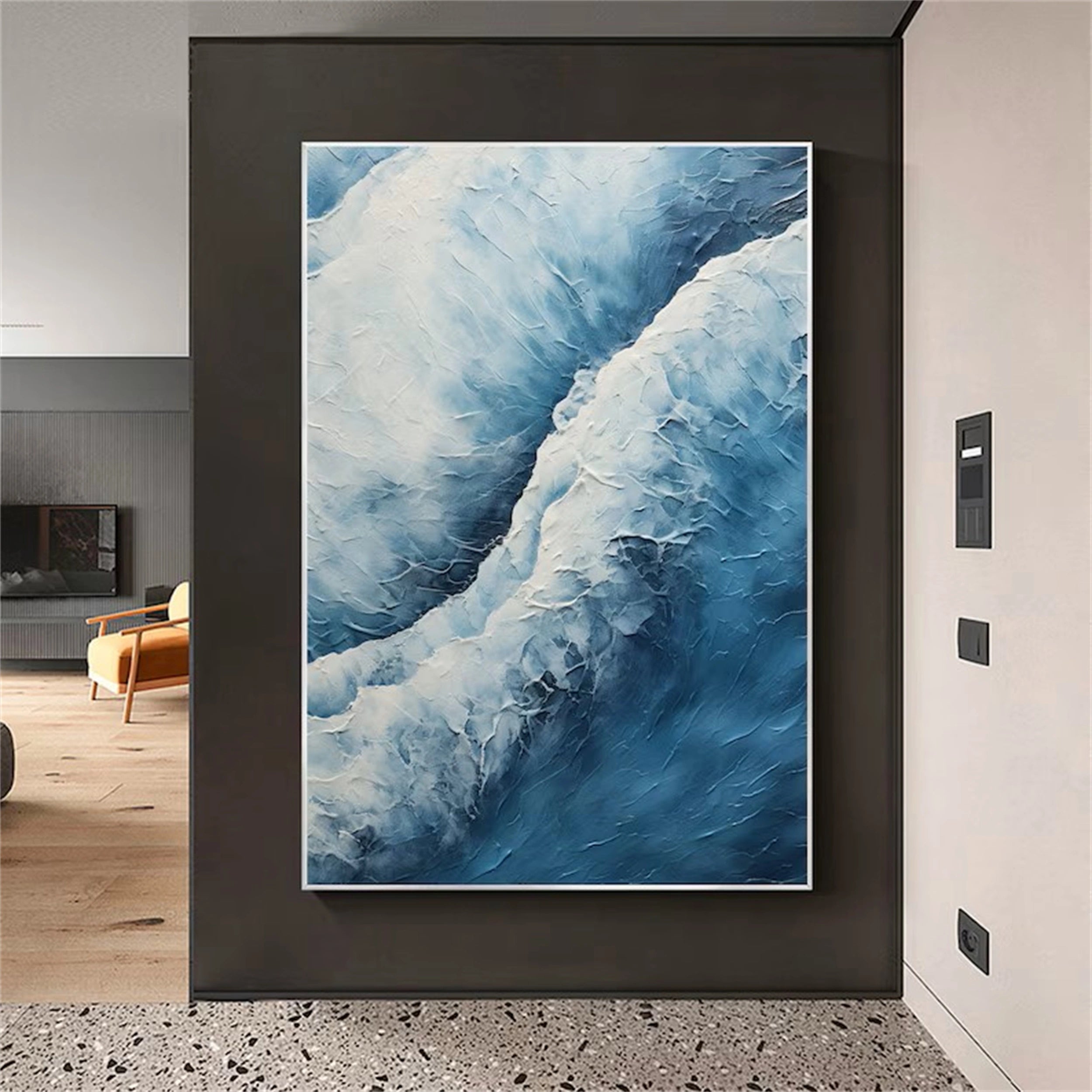 Blue Textured Minimalist Wall Art #BL011