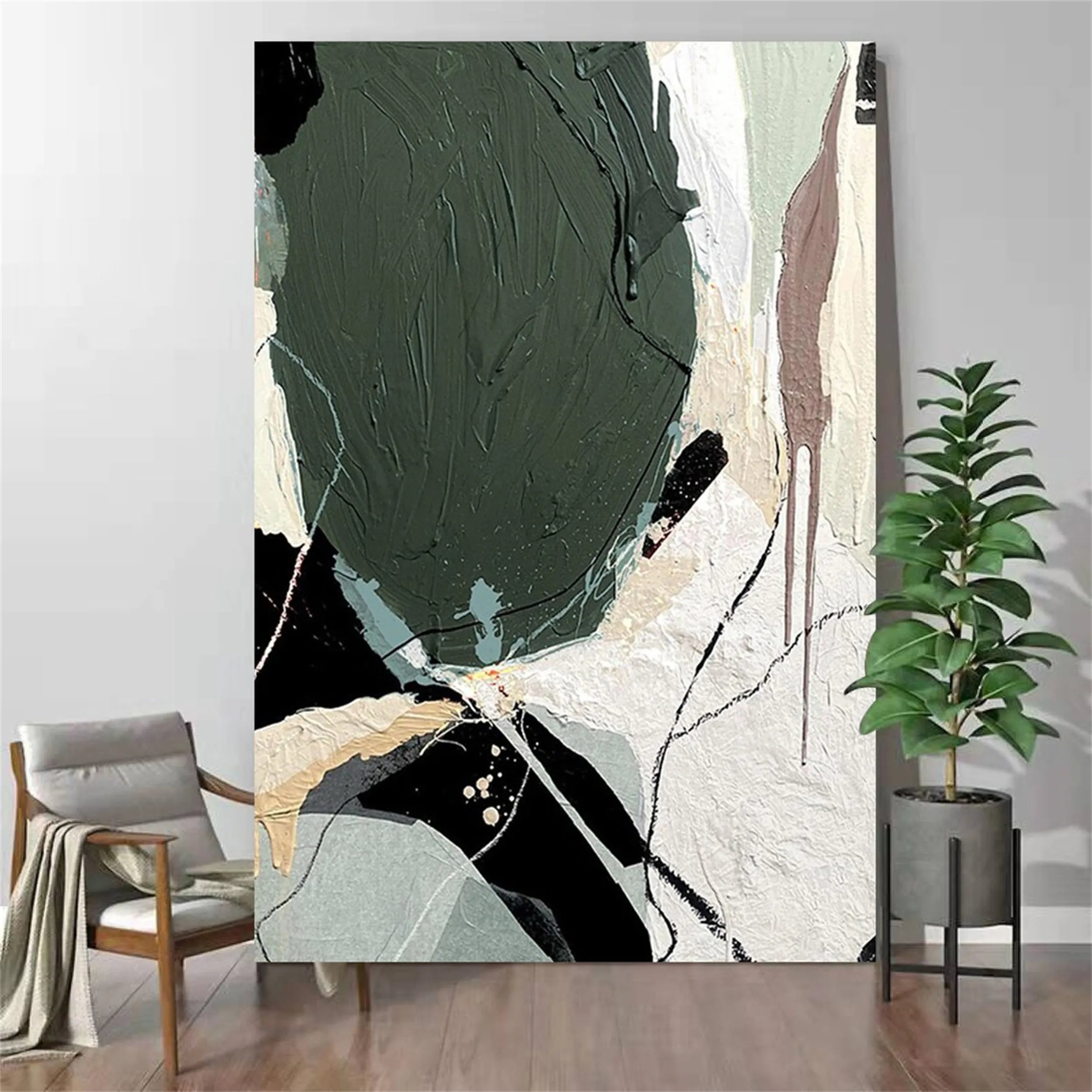 Green Textured Minimalist Wall Art #GT006