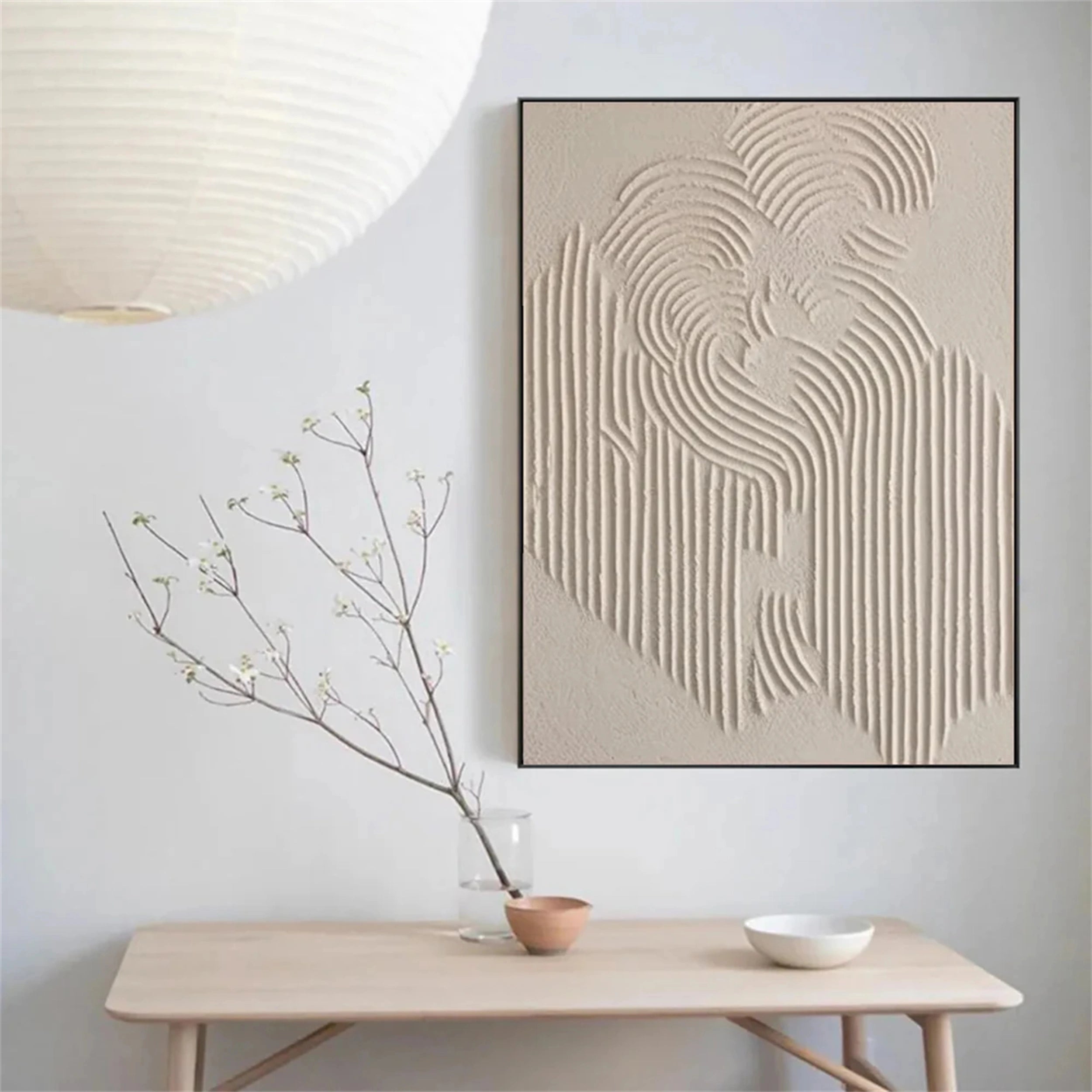 Beige & Brown Textured Minimalist Wall Art #BM029