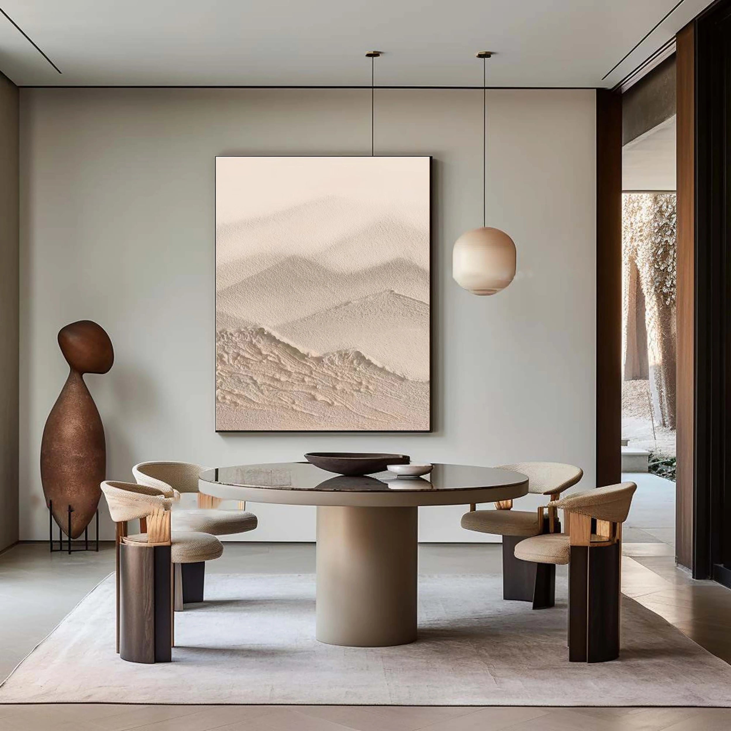 Beige & Brown Textured Minimalist Wall Art #BM004