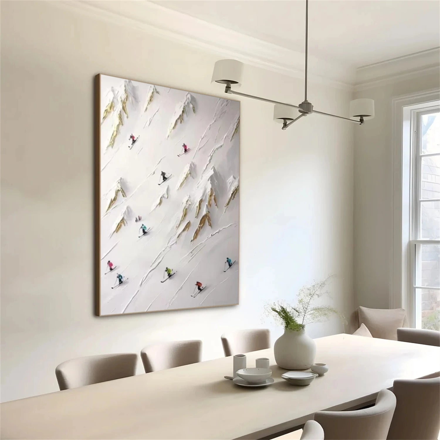 Skiing Sport Textured Wall Art #BA015