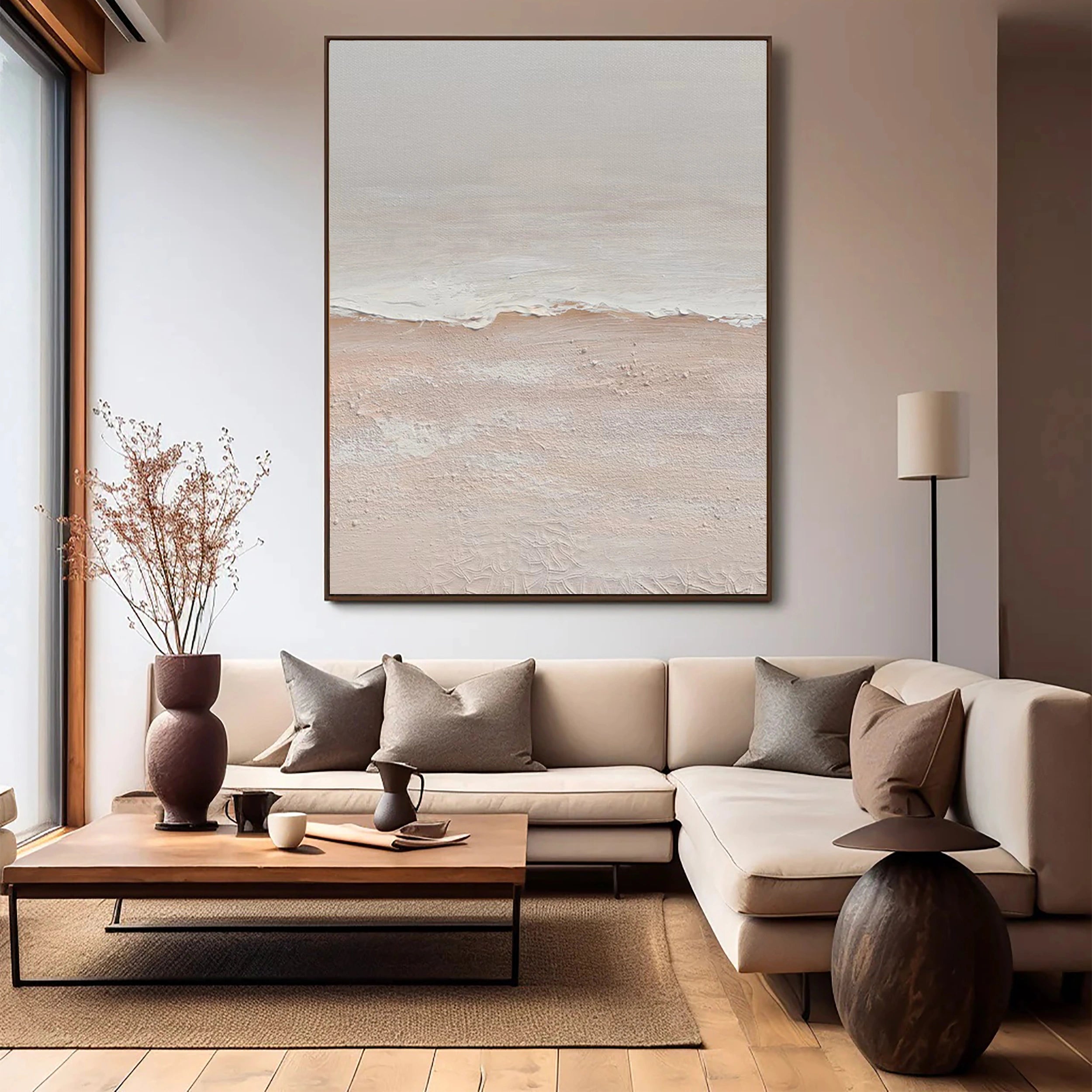 Beige & Brown Textured Minimalist Wall Art #BM023