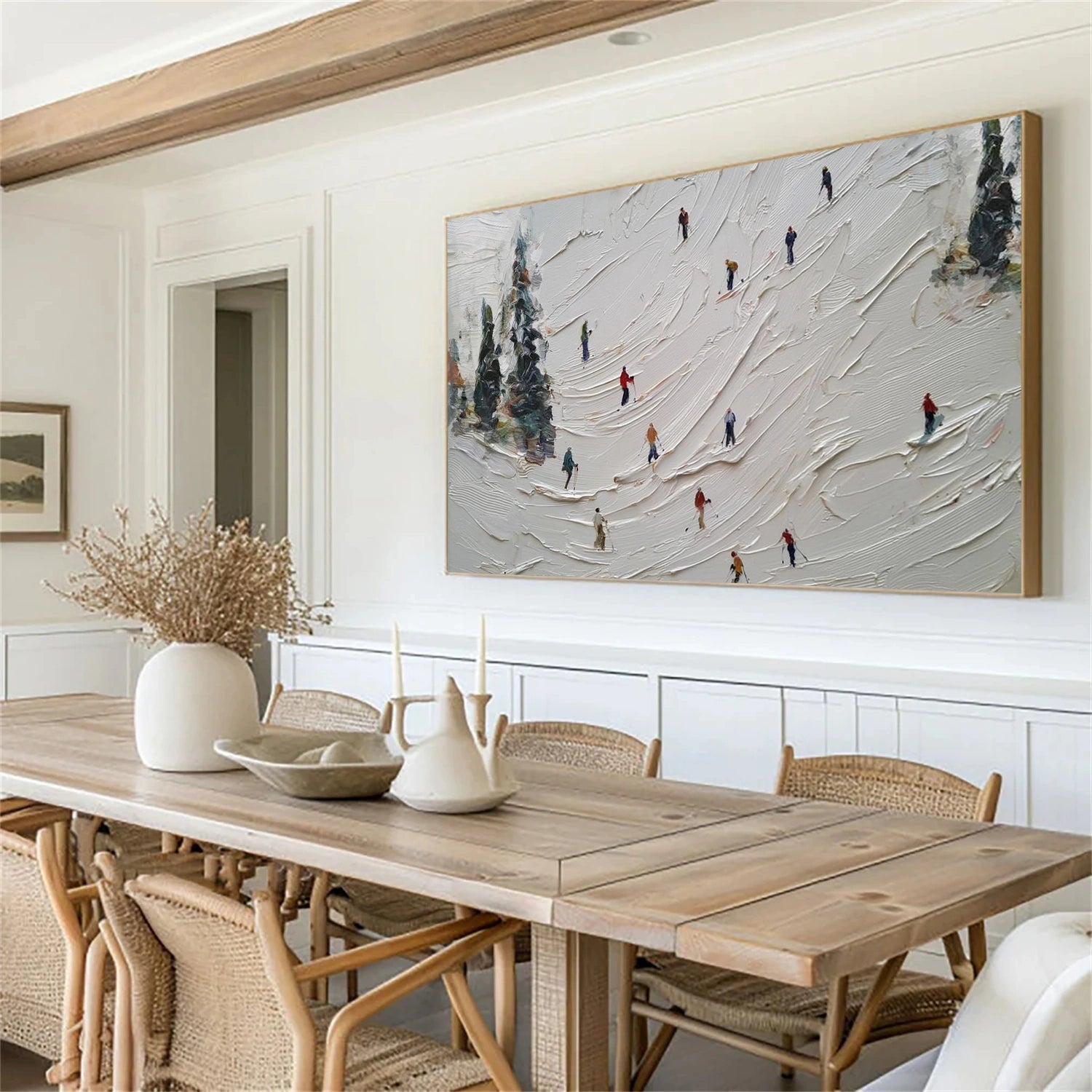 Skiing Sport Textured Wall Art #BA046