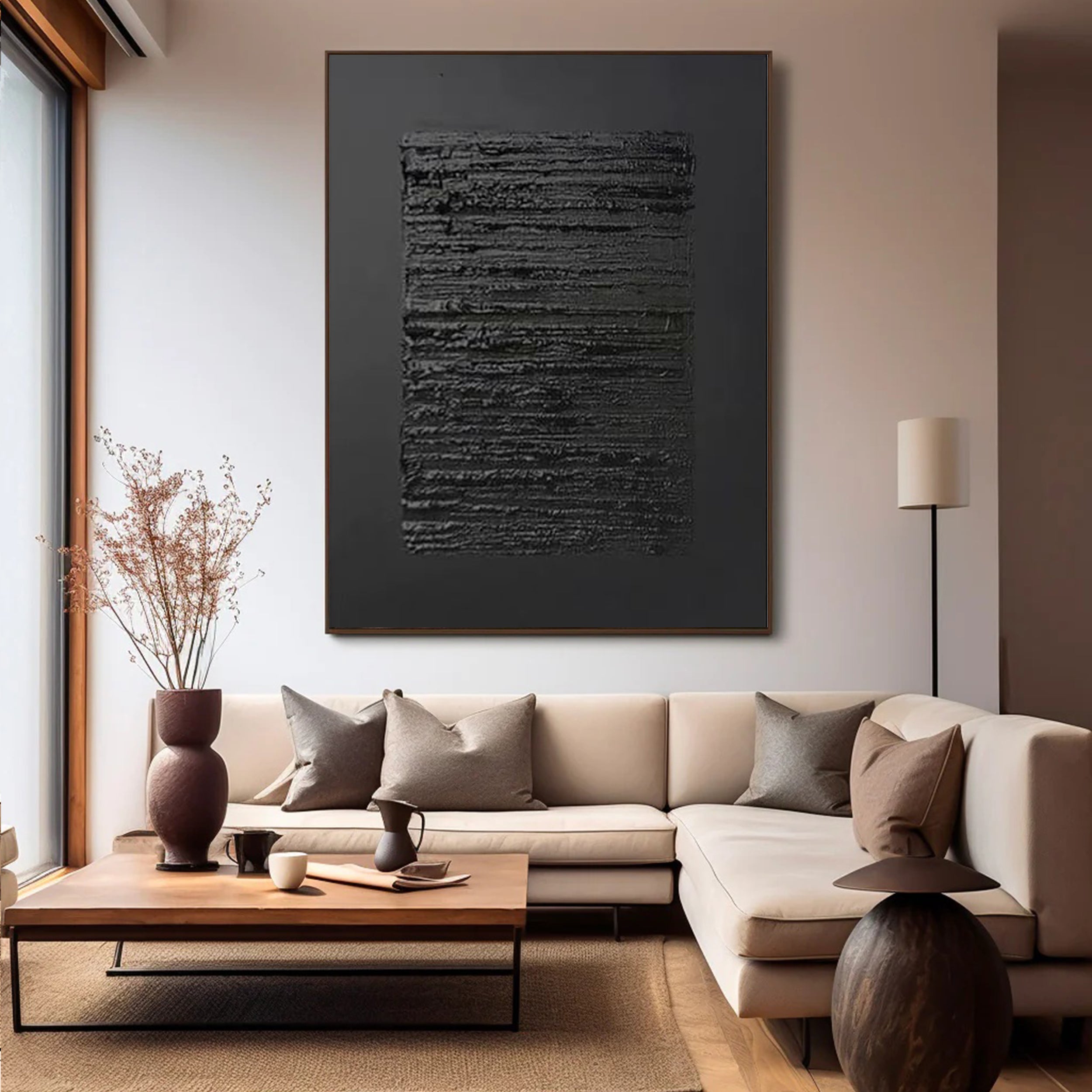 Black Textured Minimalist Wall Art #BT029