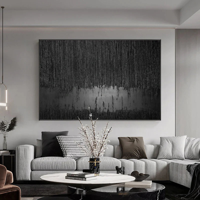 Black Textured Minimalist Wall Art #BT025
