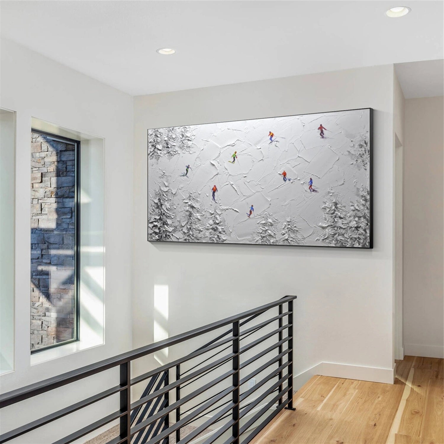 Skiing Sport Textured Wall Art #BA027