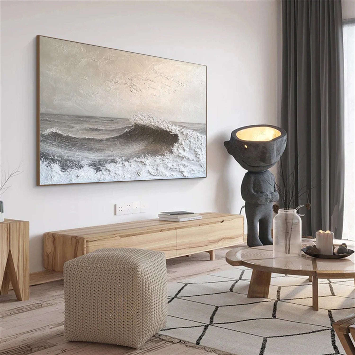 Sky And Ocean Abstract Textured Wall Art #SO318
