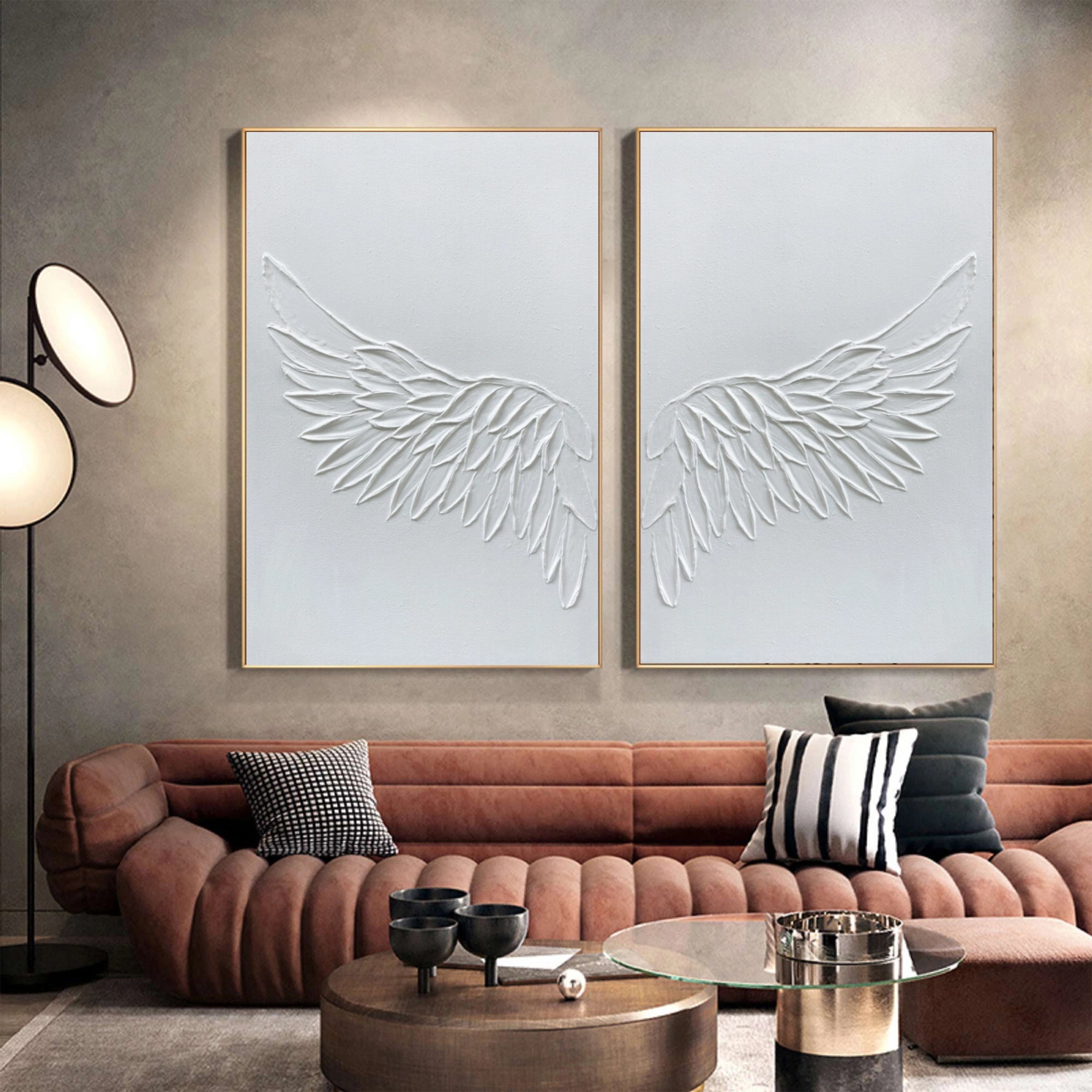 White Textured Minimalist Wall Art Set of 2 #WT062