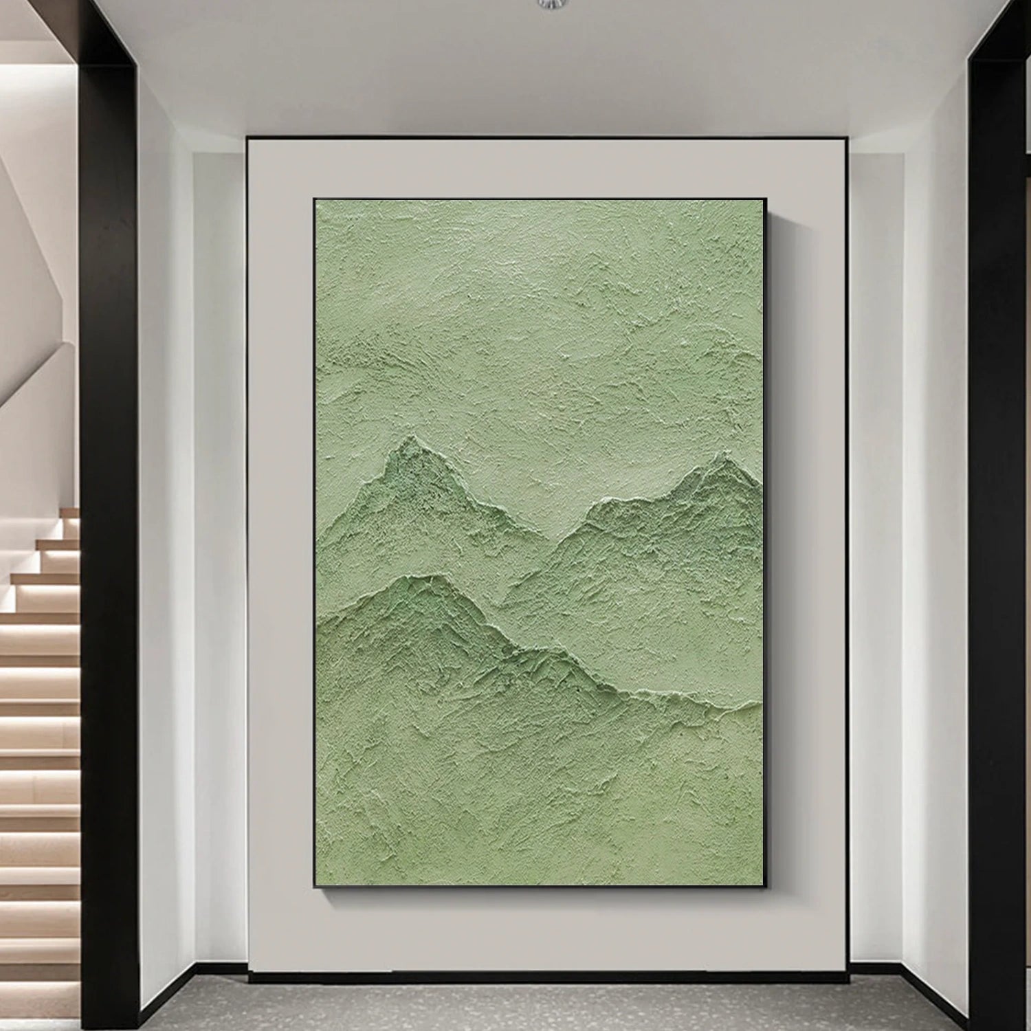Green Minimalist Mountain Textured Wall Art #WT224