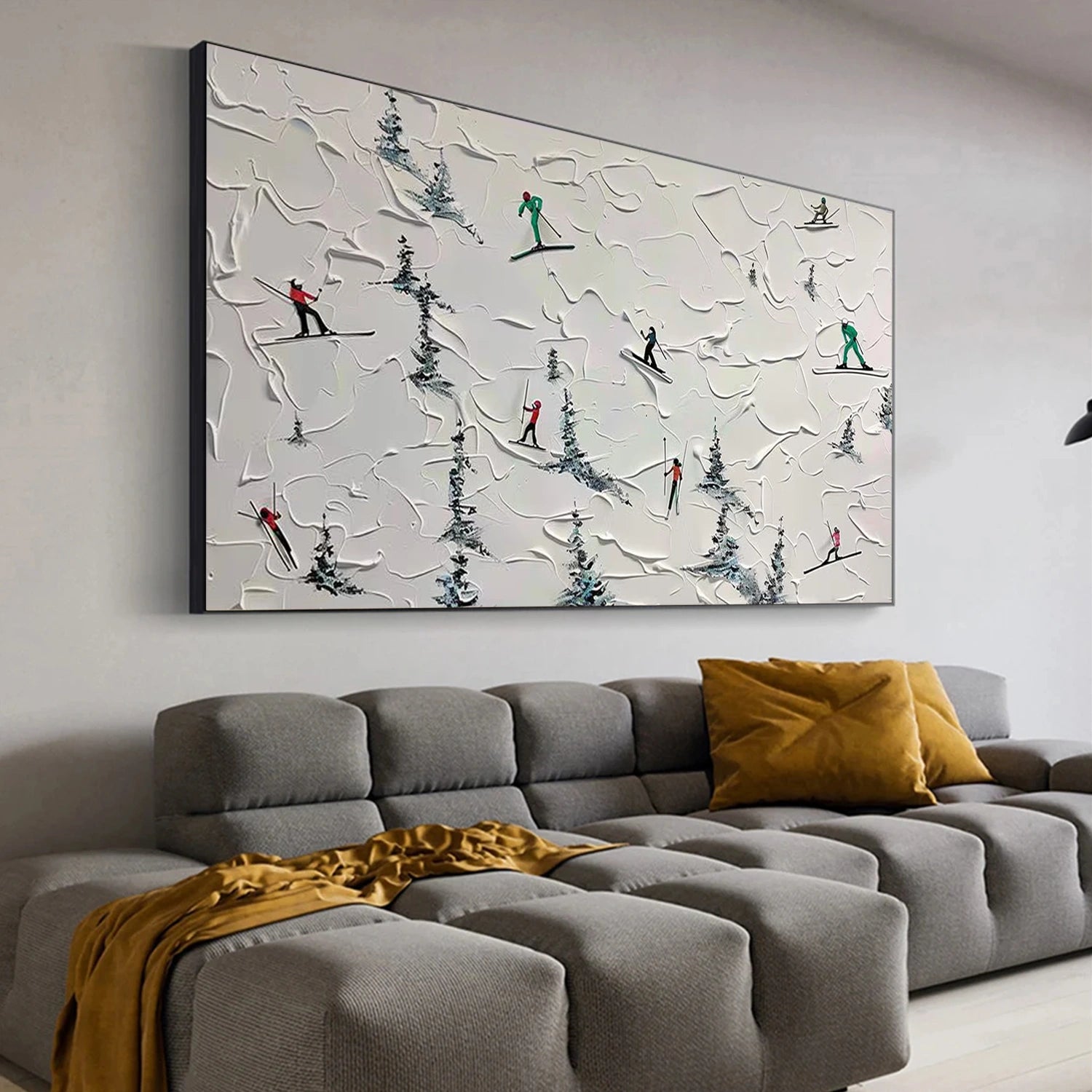 Skiing Sport Textured Wall Art #BA052