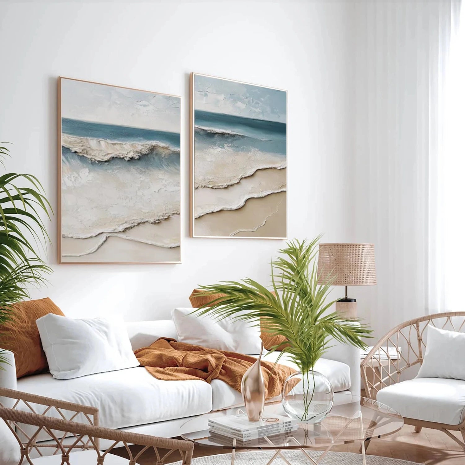 Sky And Ocean Abstract Textured Wall Art Set of 2 #SO289