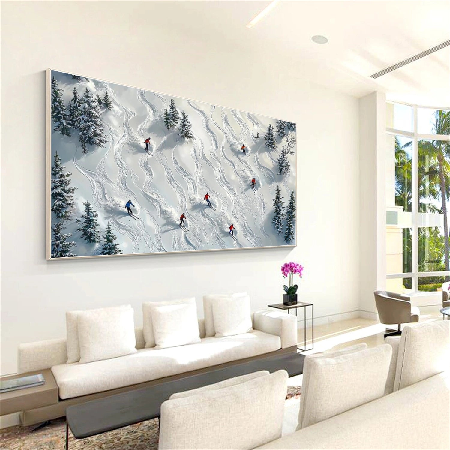 Skiing Sport Textured Wall Art #BA039