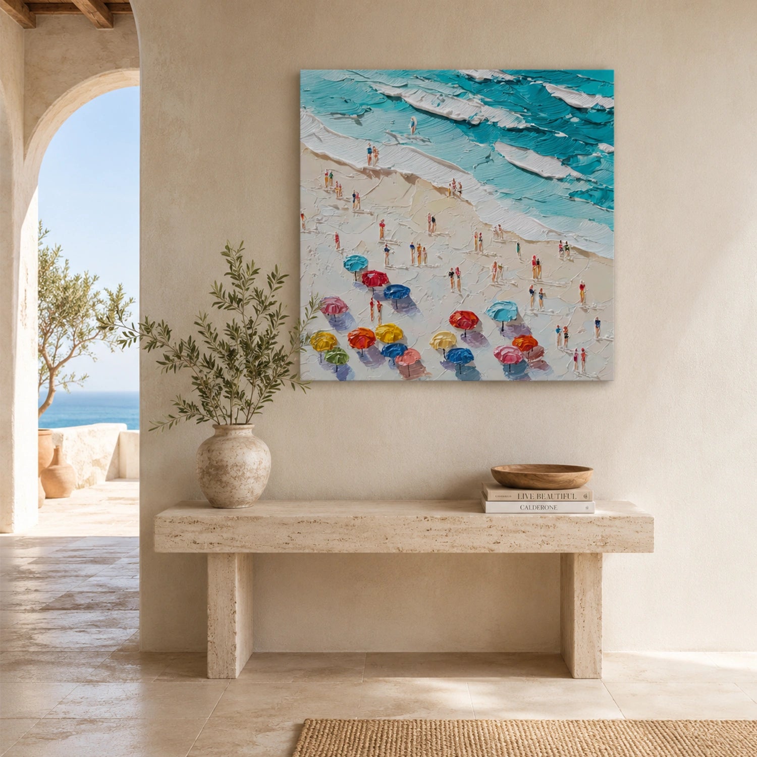 Sky And Ocean Abstract Textured Wall Art #SO429