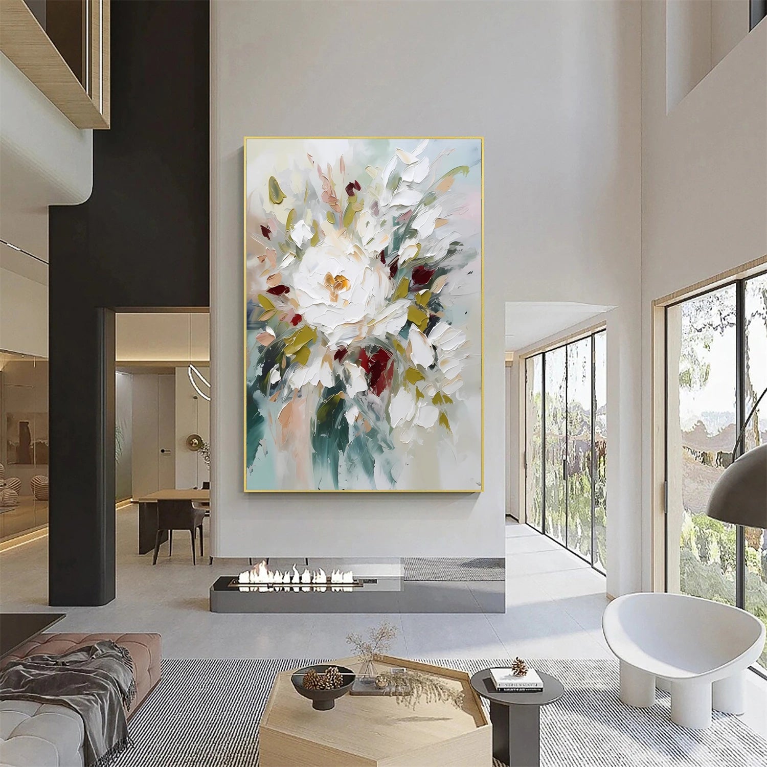 Tree And Flower Abstract Textured Wall Art #TF112
