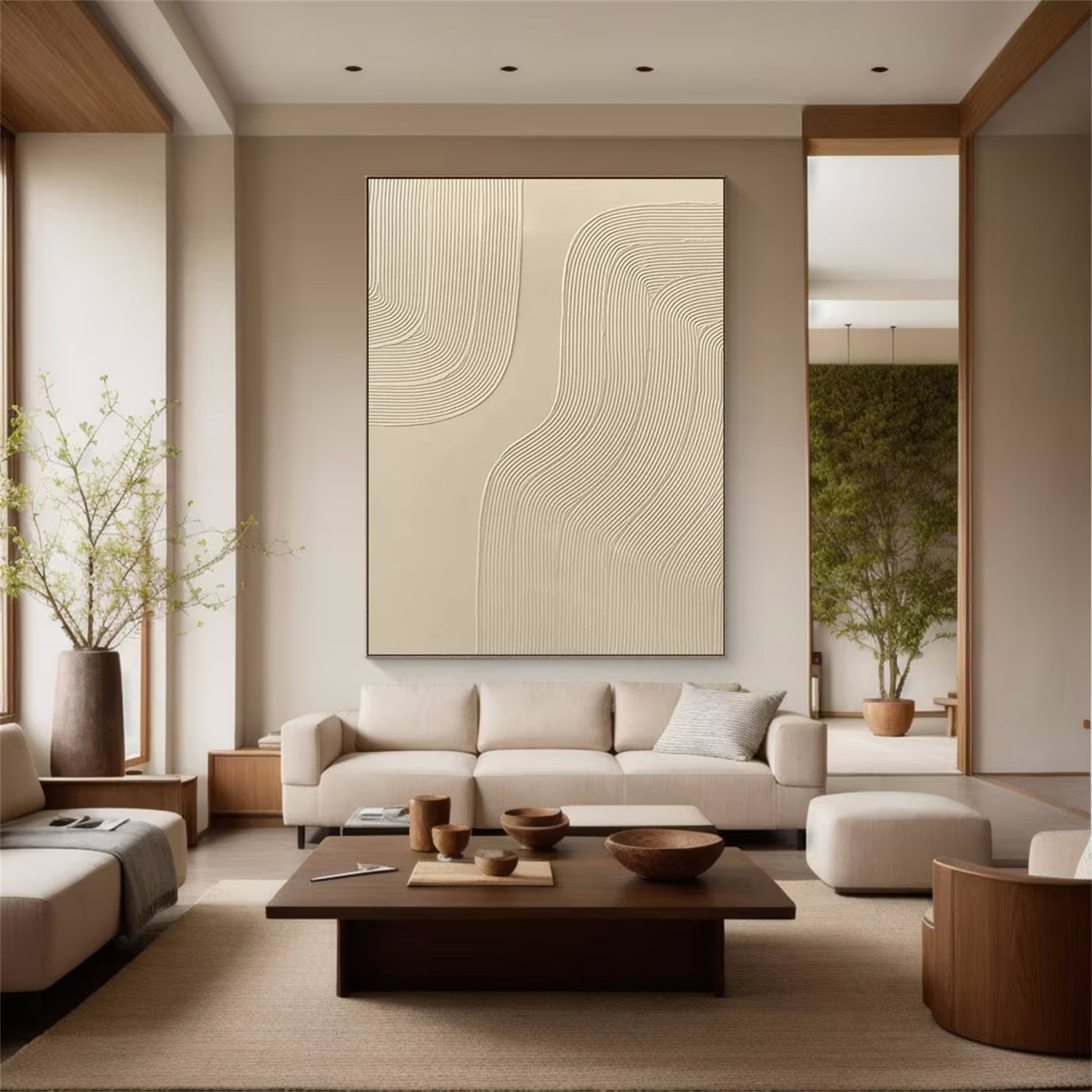 Beige & Brown Textured Minimalist Wall Art #BM008