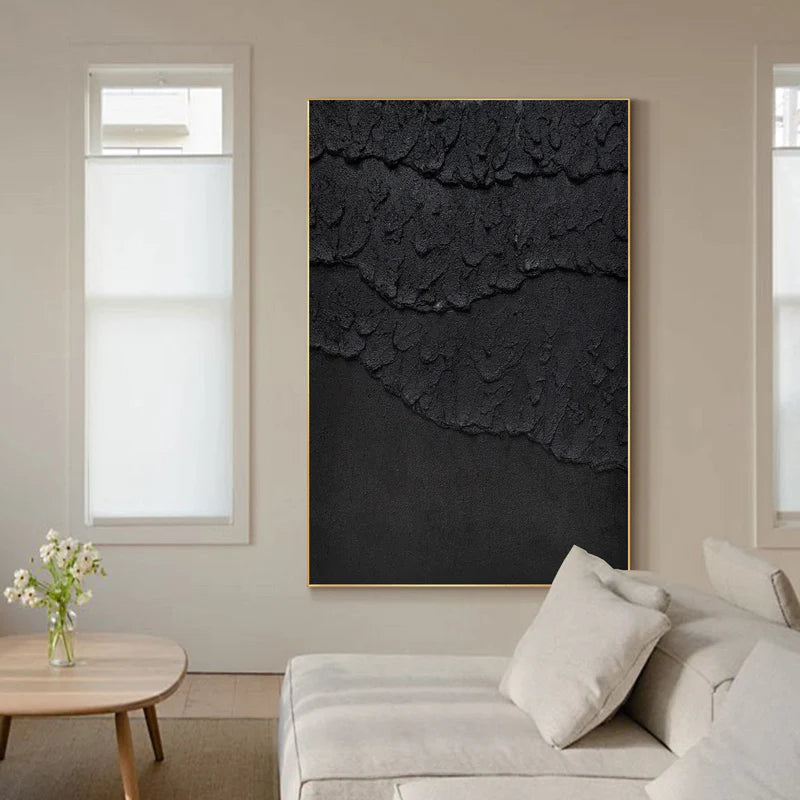 Black Textured Minimalist Wall Art #BT019