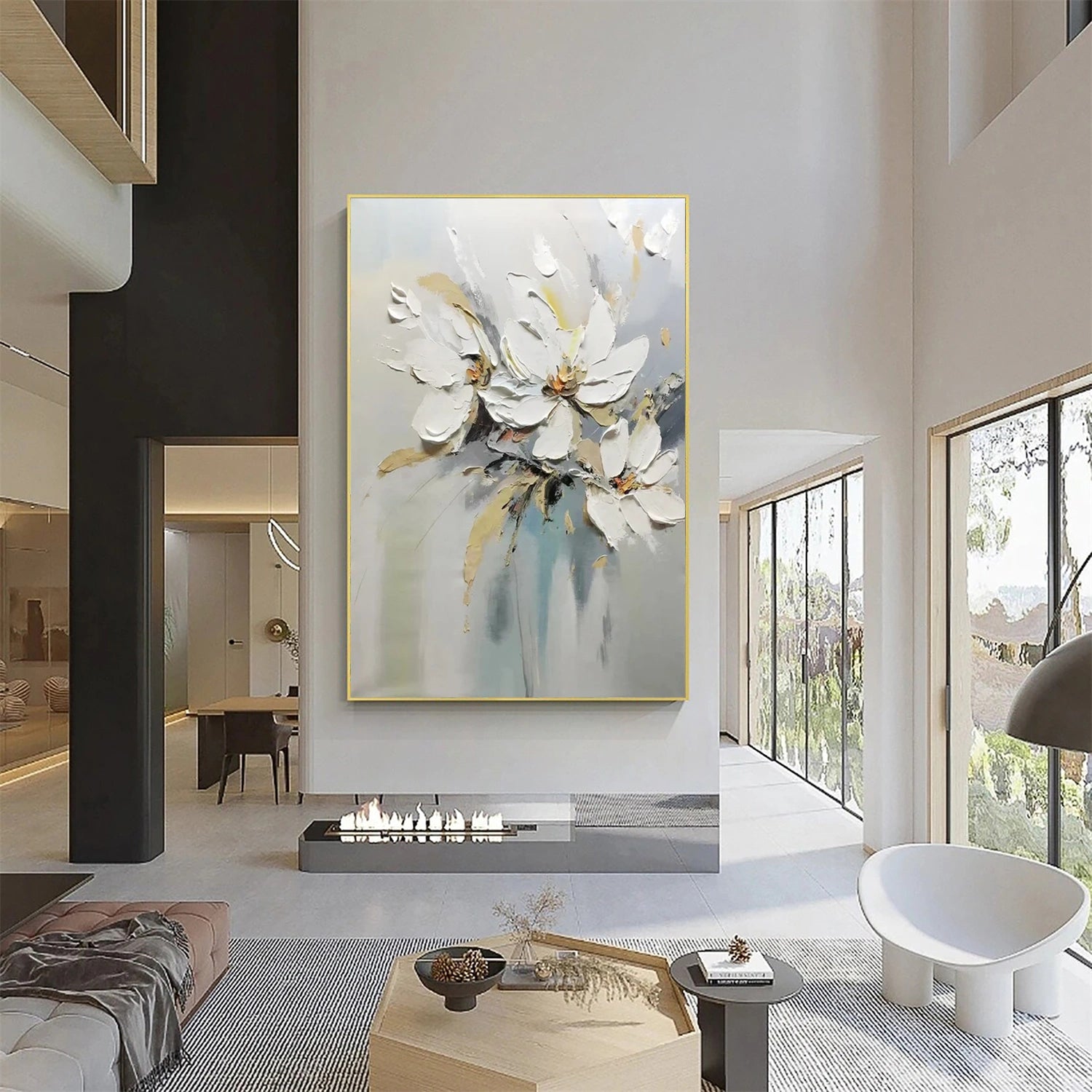Tree And Flower Abstract Textured Wall Art #TF111