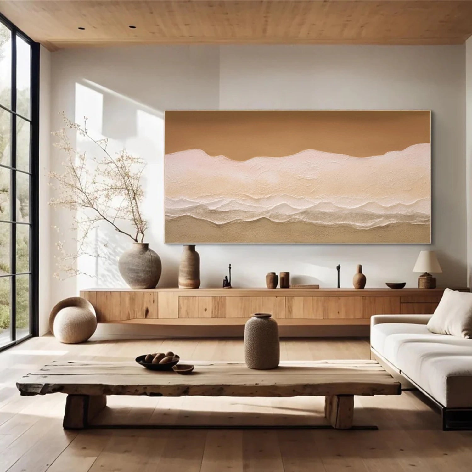Sky And Ocean Abstract Textured Wall Art #SO407