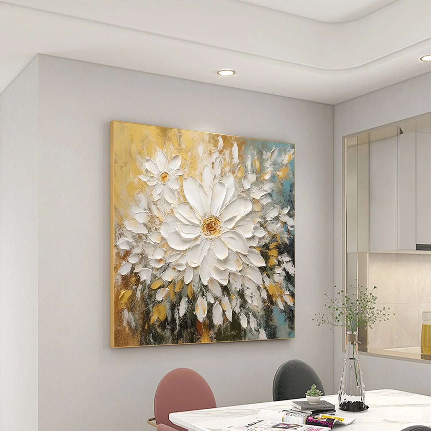 Tree And Flower Abstract Textured Wall Art #TF108