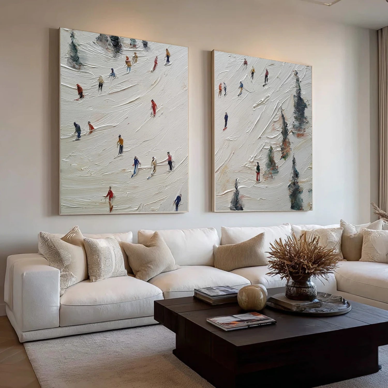 Skiing Sport Textured Wall Art Set of 2 #BA044