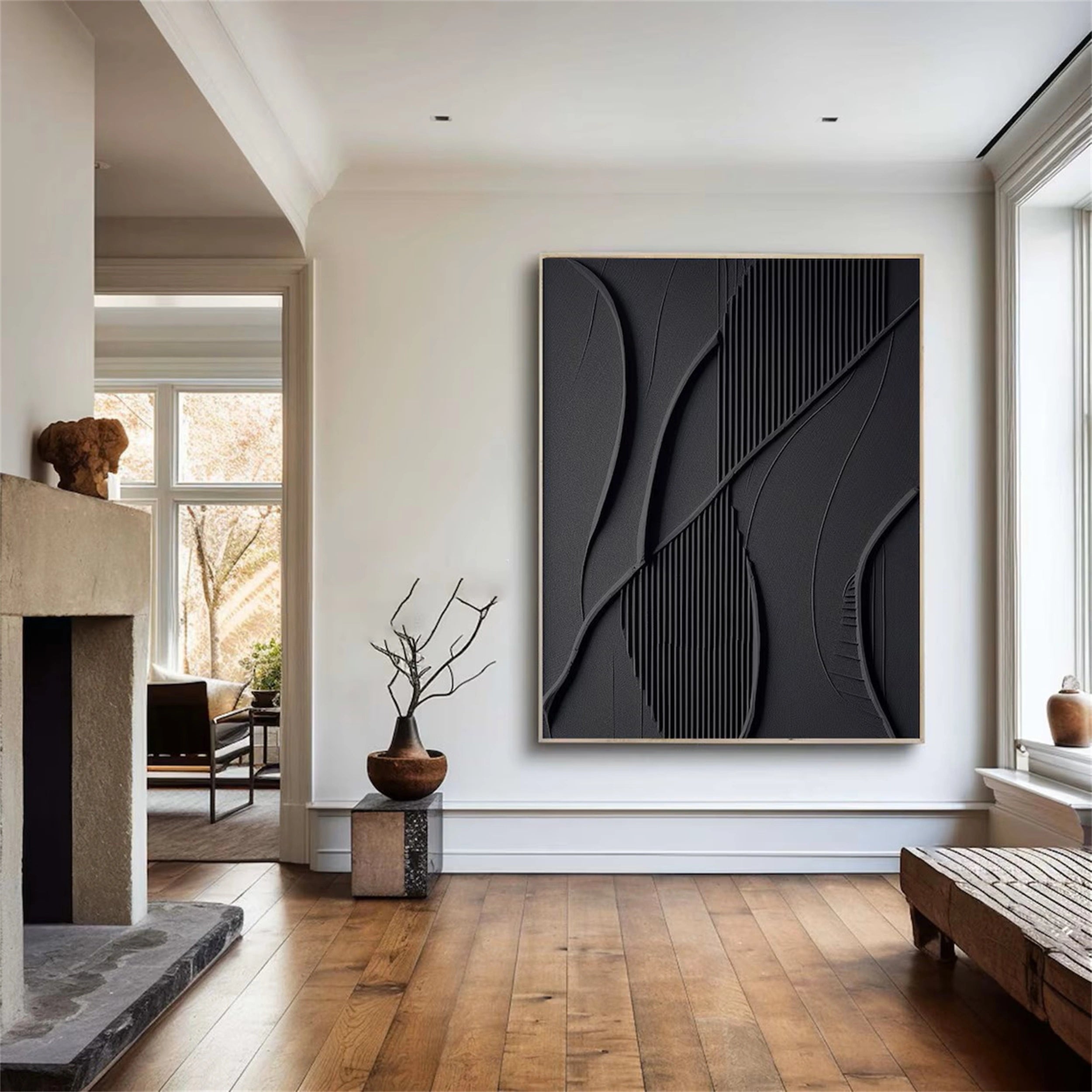Black Textured Minimalist Wall Art #BT042