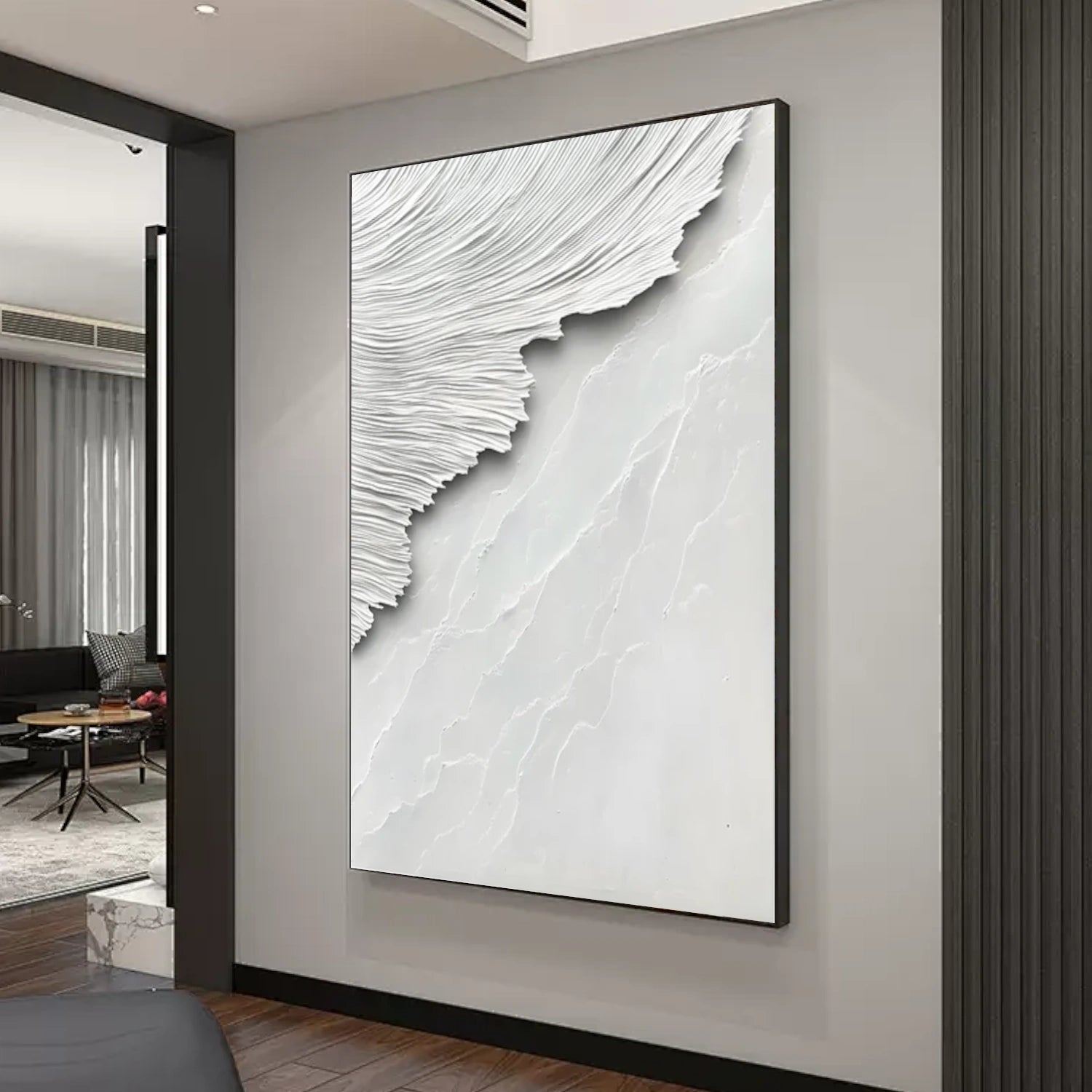 White Textured Minimalist Wall Art #WT196