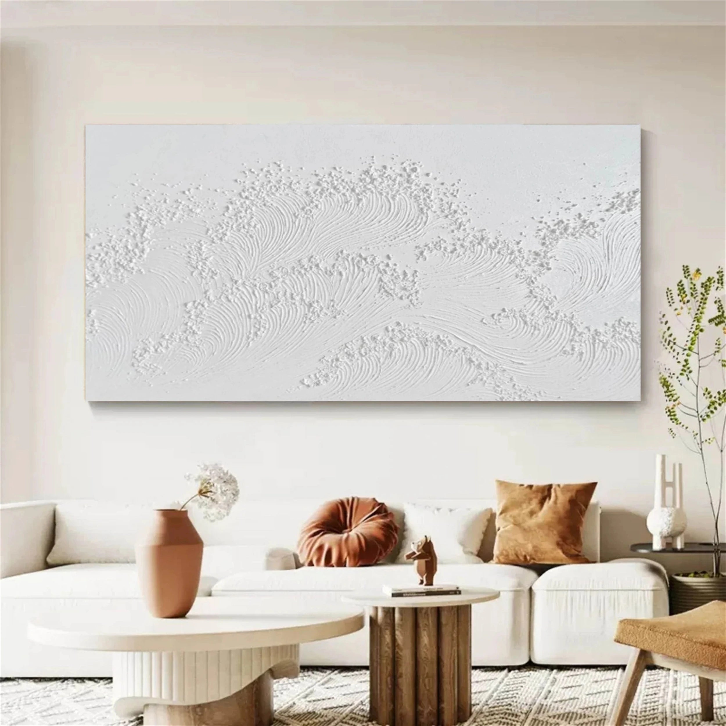 White Textured Minimalist Wall Art #WT076