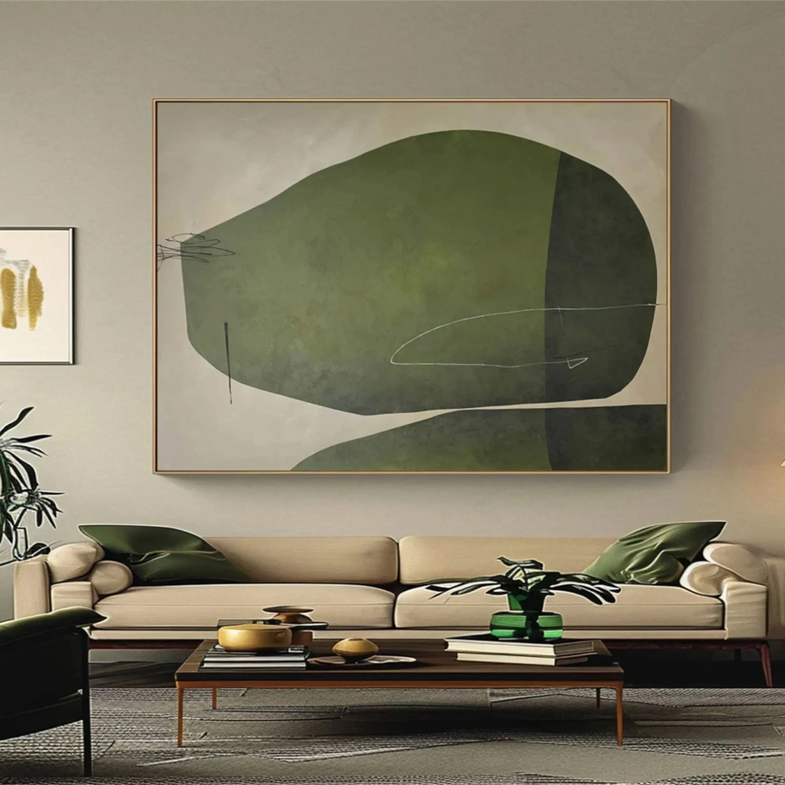 Green Textured Minimalist Wall Art #GT020