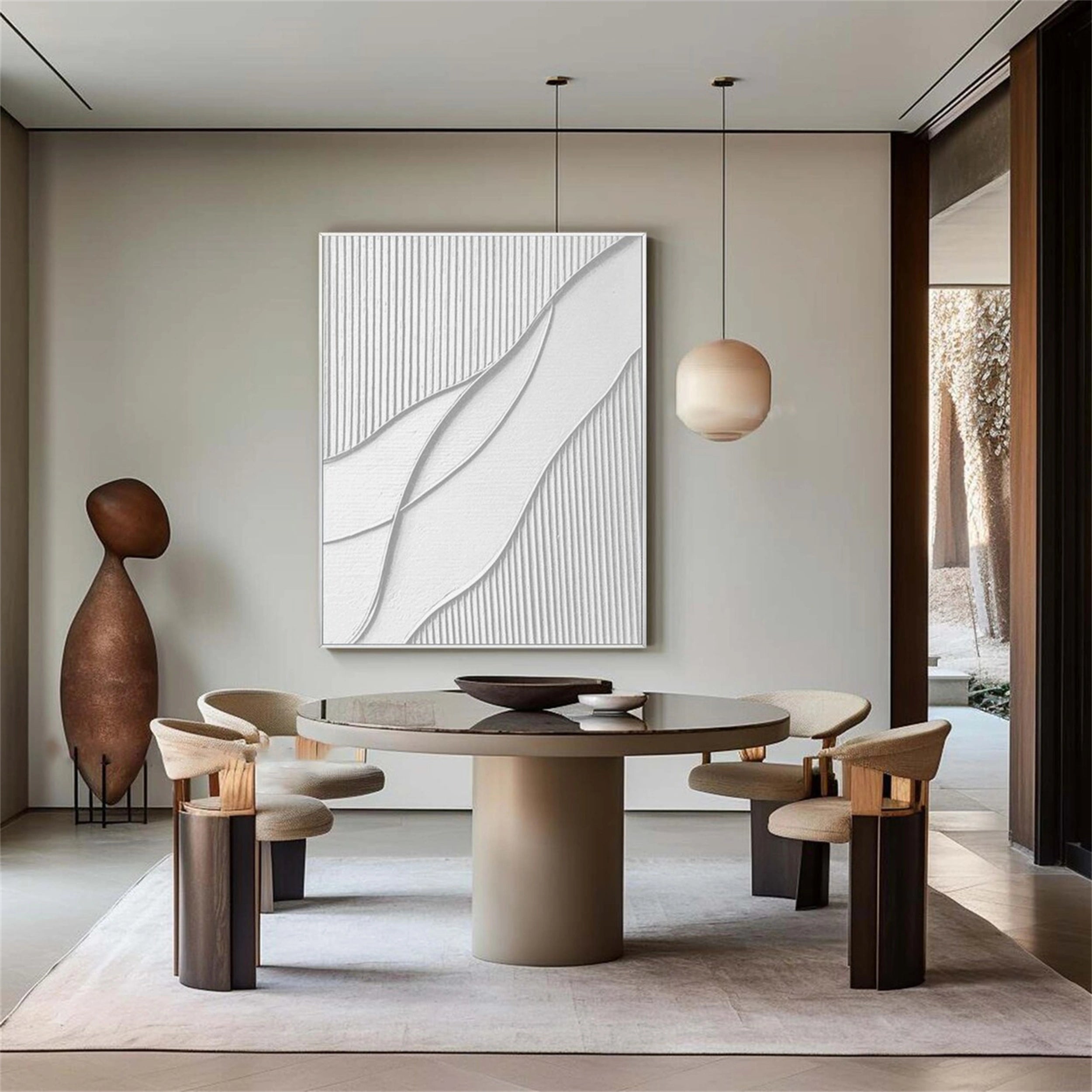 White Textured Minimalist Wall Art #WT066