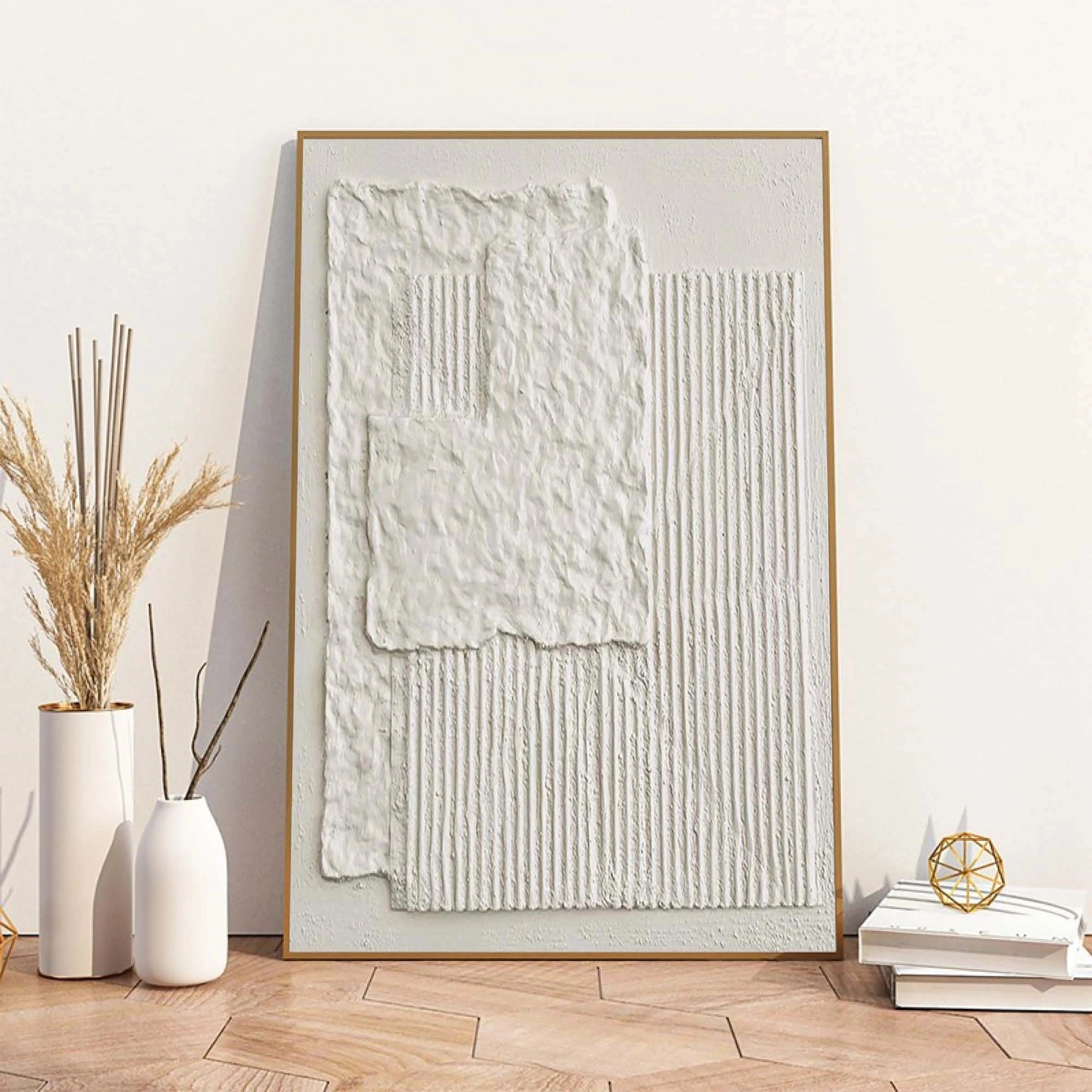 White Textured Minimalist Wall Art #WT035