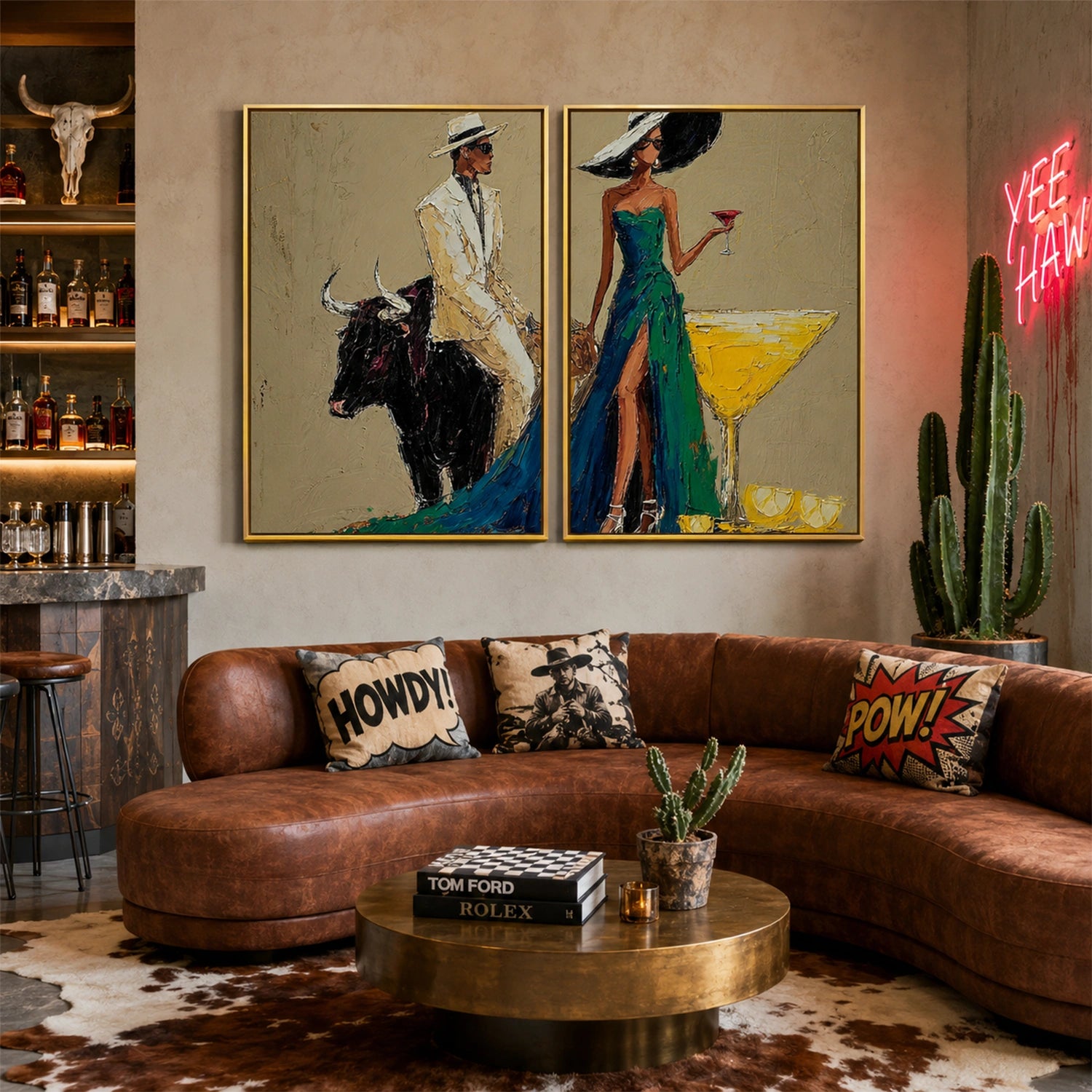 Western Cowboy Art Set Of 2 #VA042