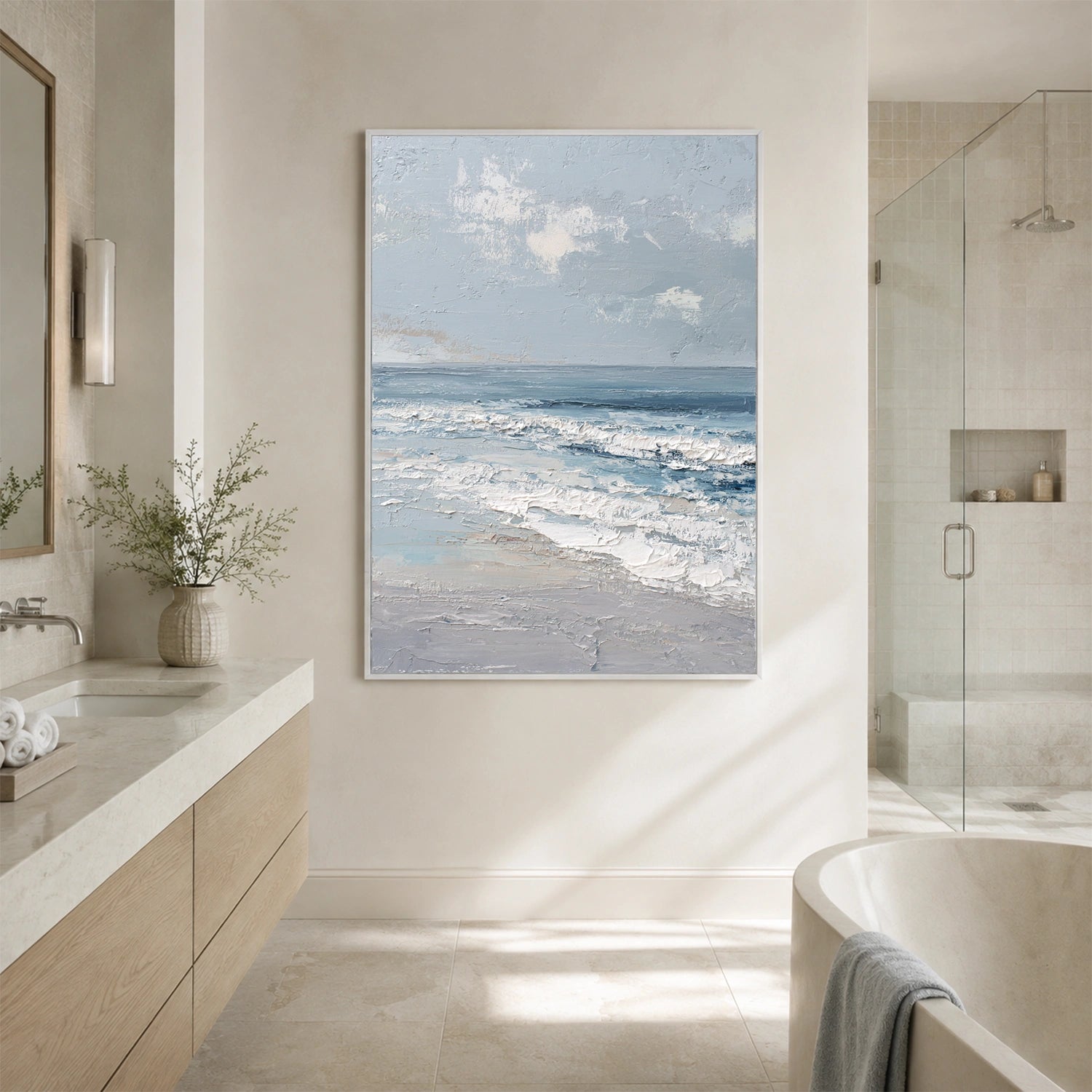 Sky And Ocean Abstract Textured Wall Art #SO440