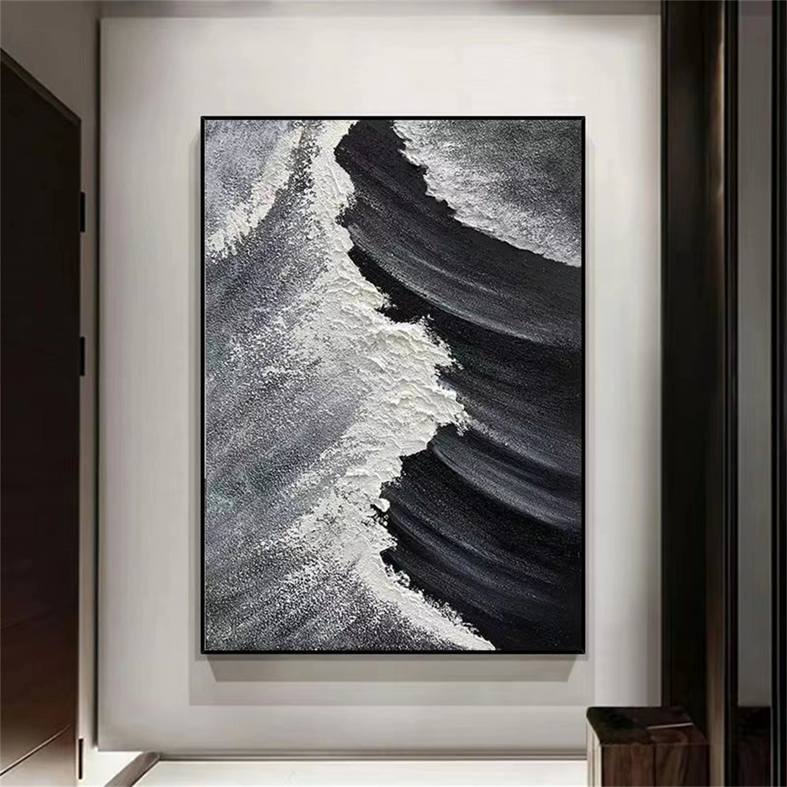 Black Textured Minimalist Wall Art #BT044
