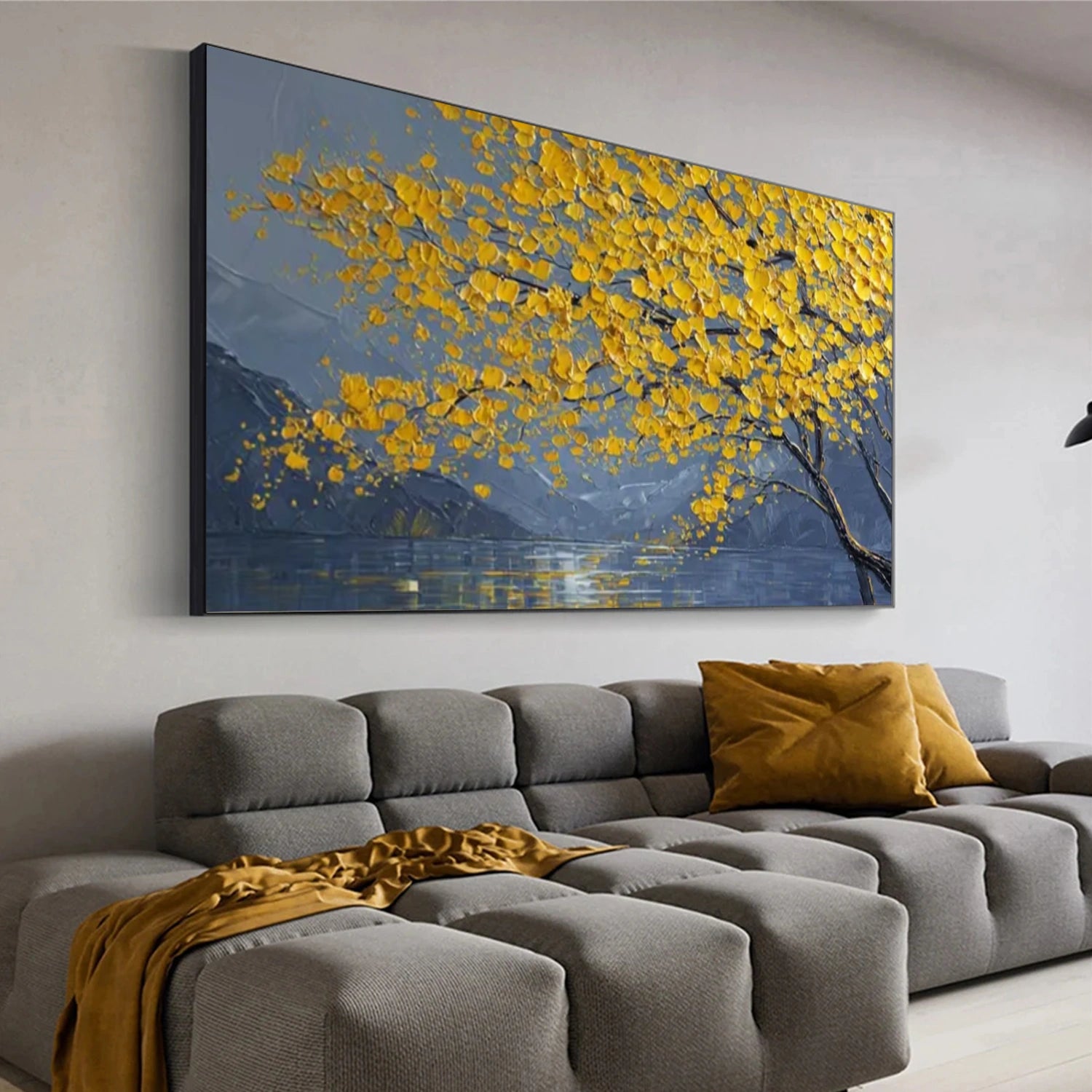 Tree And Flower Abstract Textured Wall Art #TF145