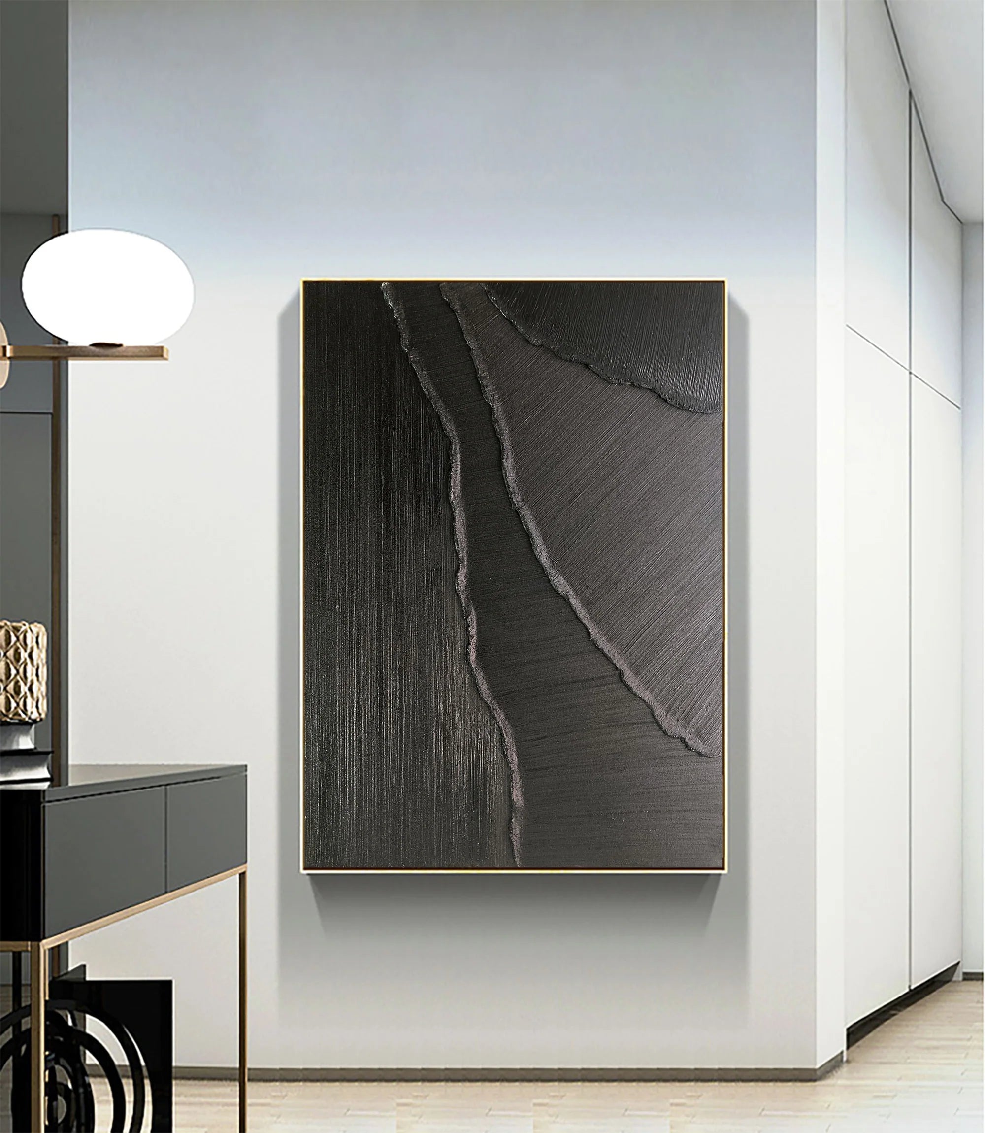 Black Textured Minimalist Wall Art #BT070