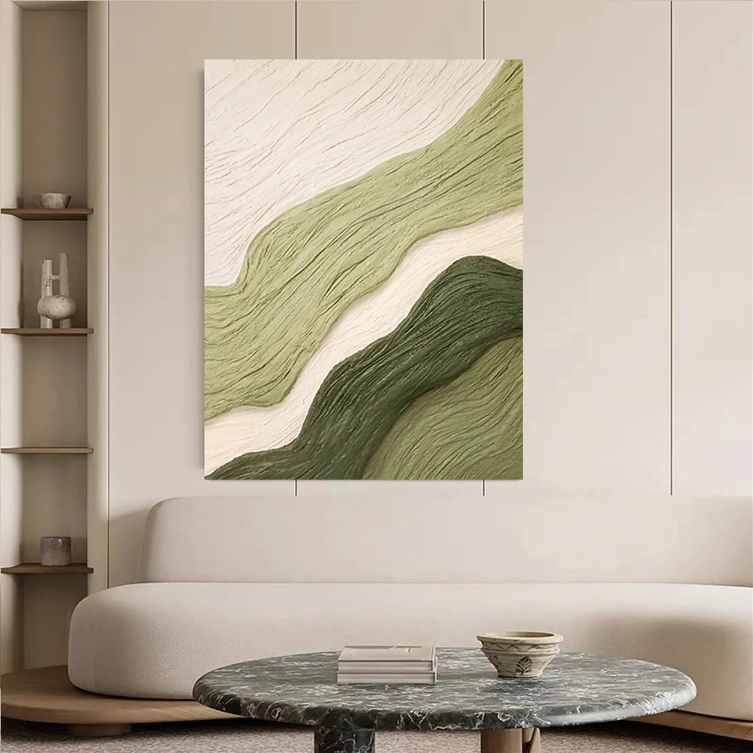 Green Textured Minimalist Wall Art #GT026