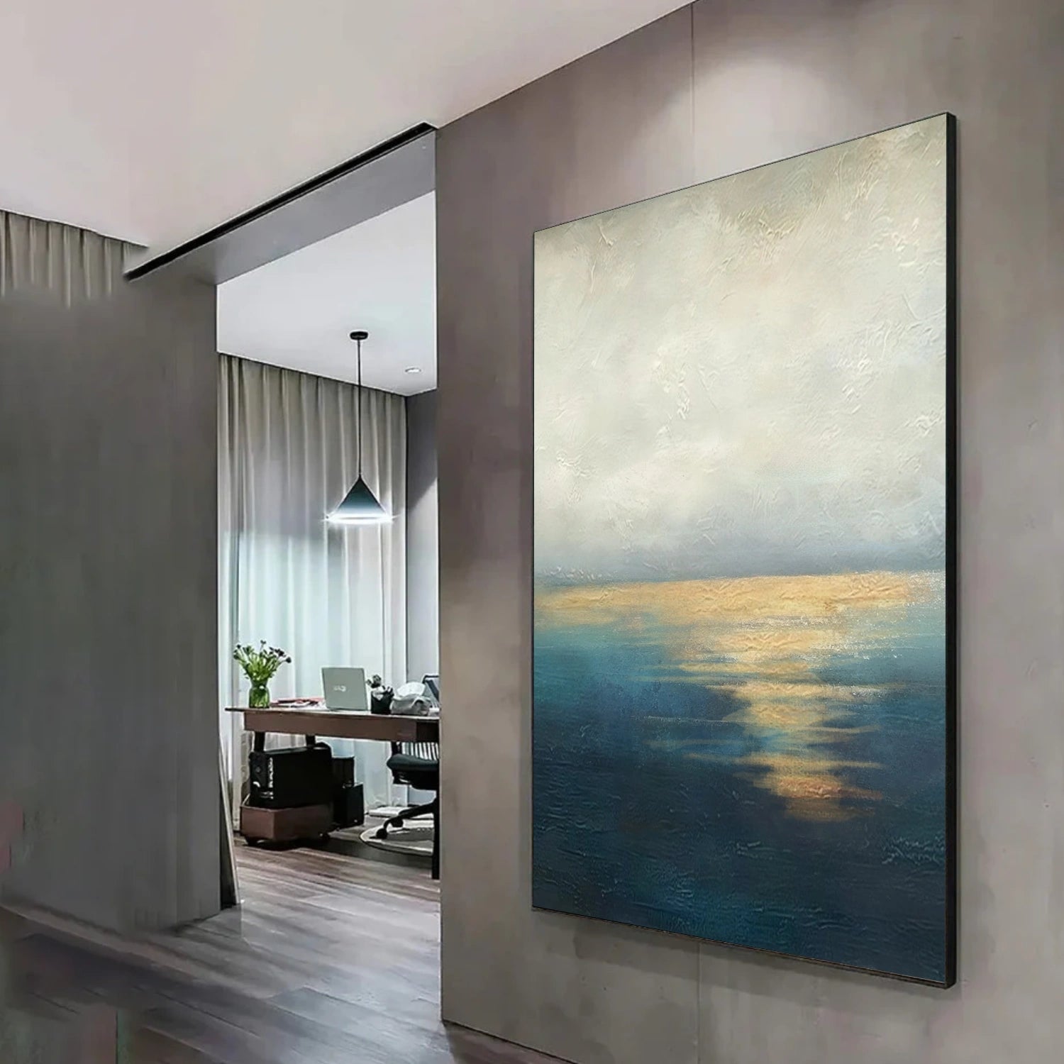 Blue and Gold Abstract Wall Art #AW197