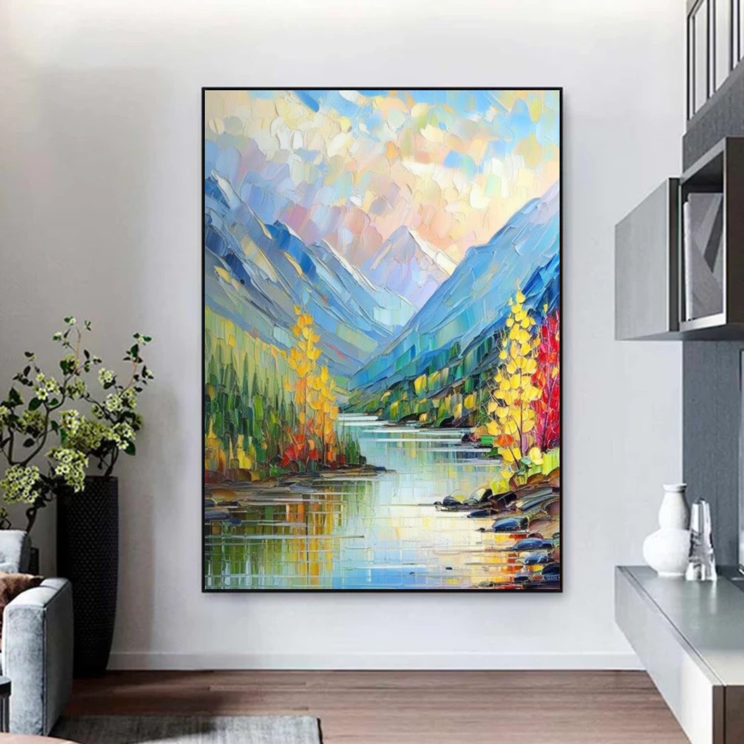 Colorful Abstract Mountain Textured Canvas Art #WT199