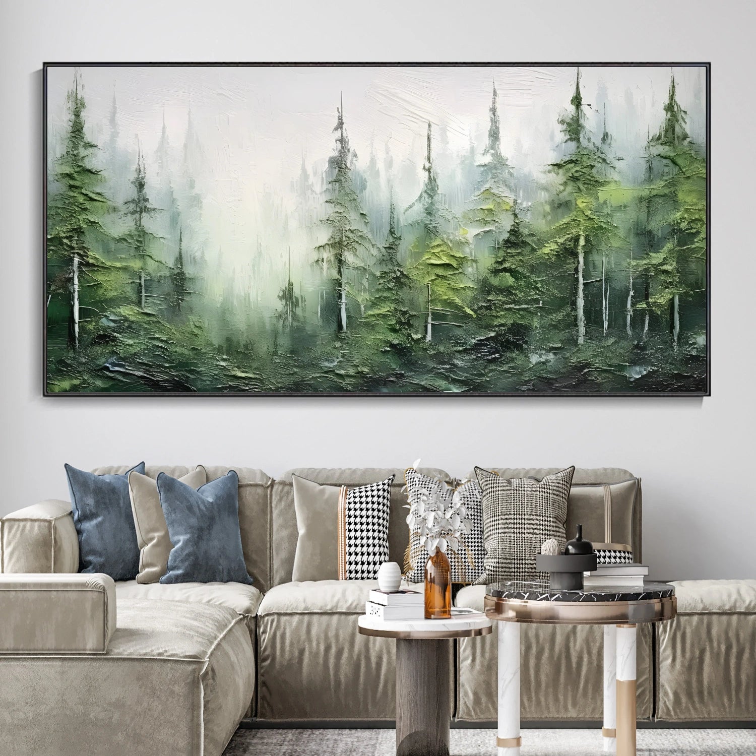 Green Tree And Flower Painting #TF079
