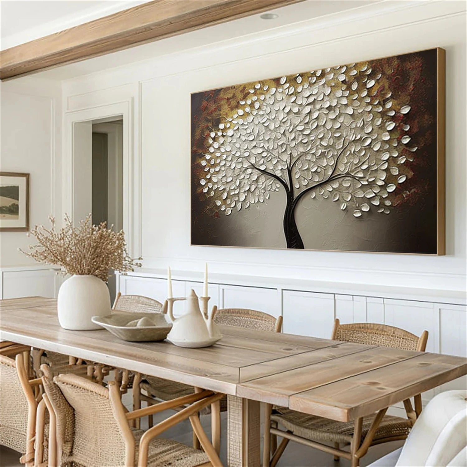 Tree And Flower Abstract Textured Wall Art #TF132