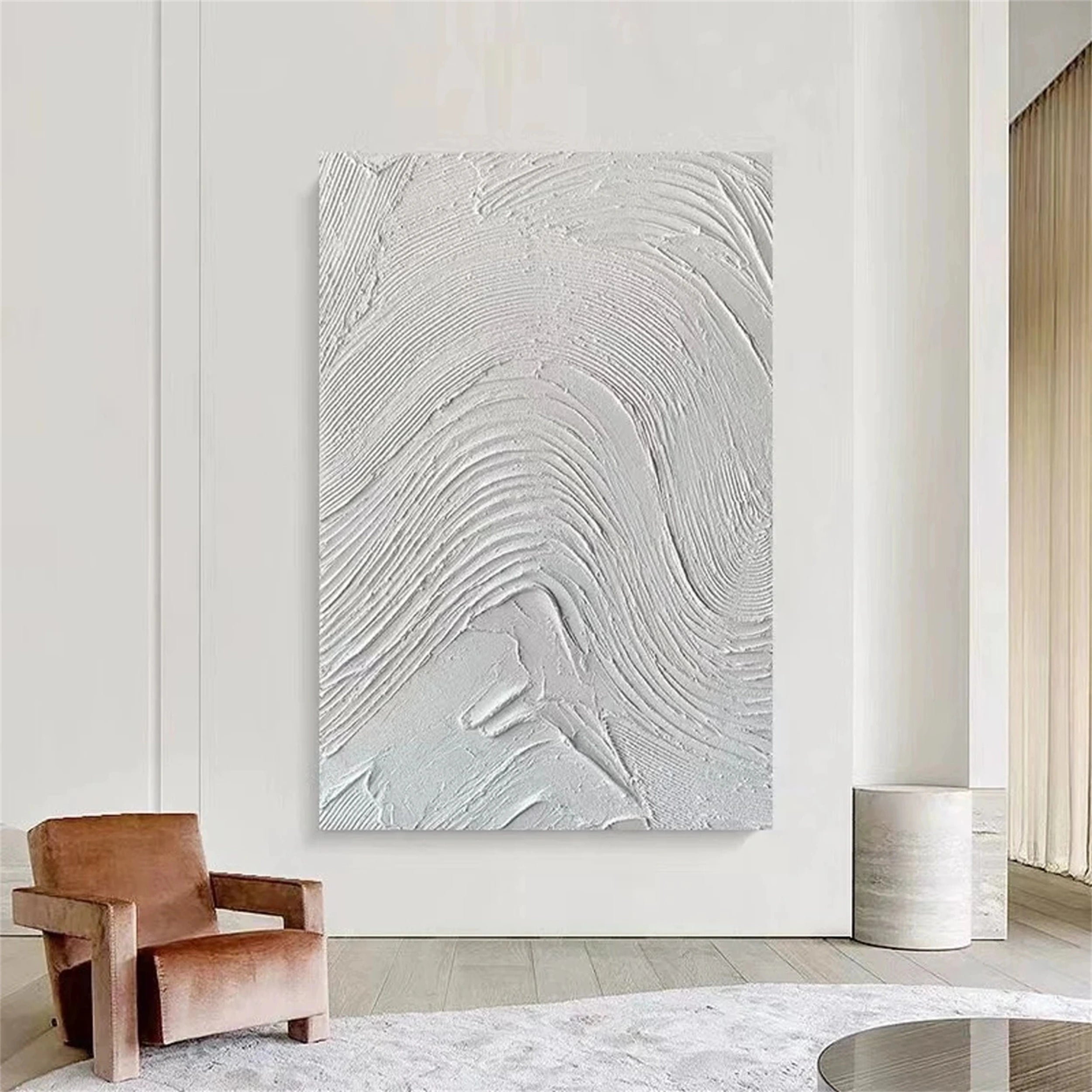 White Textured Minimalist Wall Art #WT075
