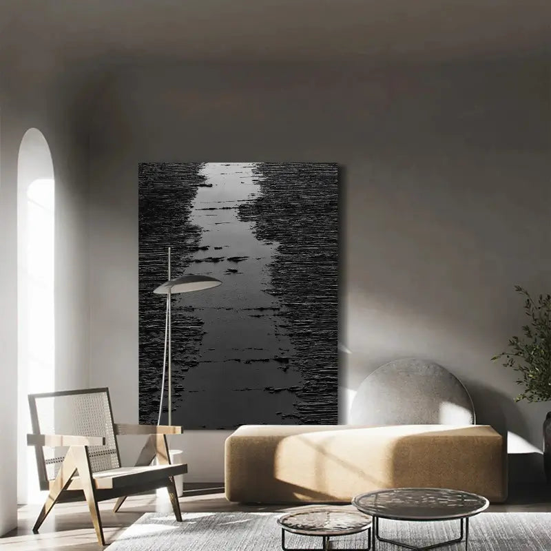 Black Textured Minimalist Wall Art #BT008